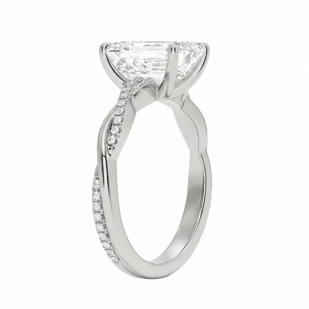 The Emerald Solo Vine – Asymmetrical Infinity Twist Ring - Image 5