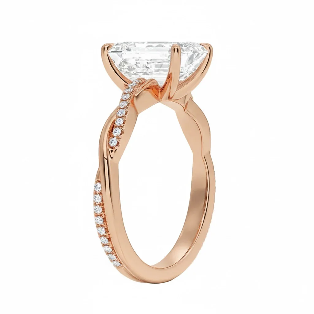 The Emerald Solo Vine – Asymmetrical Infinity Twist Ring - Image 8