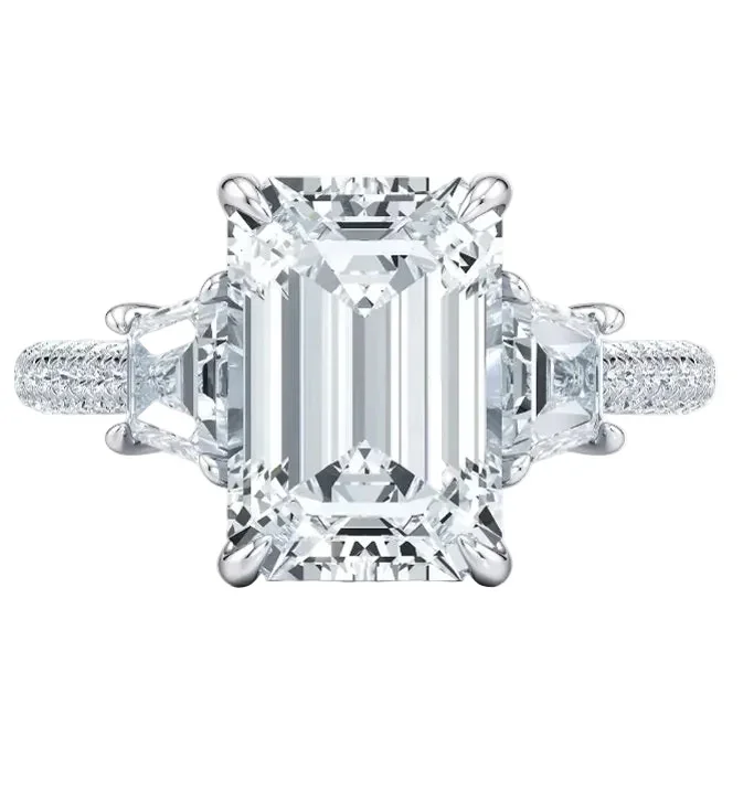 The Emerald Sovereign – Grand Emerald Trapezoid Pavé Ring - Image 4