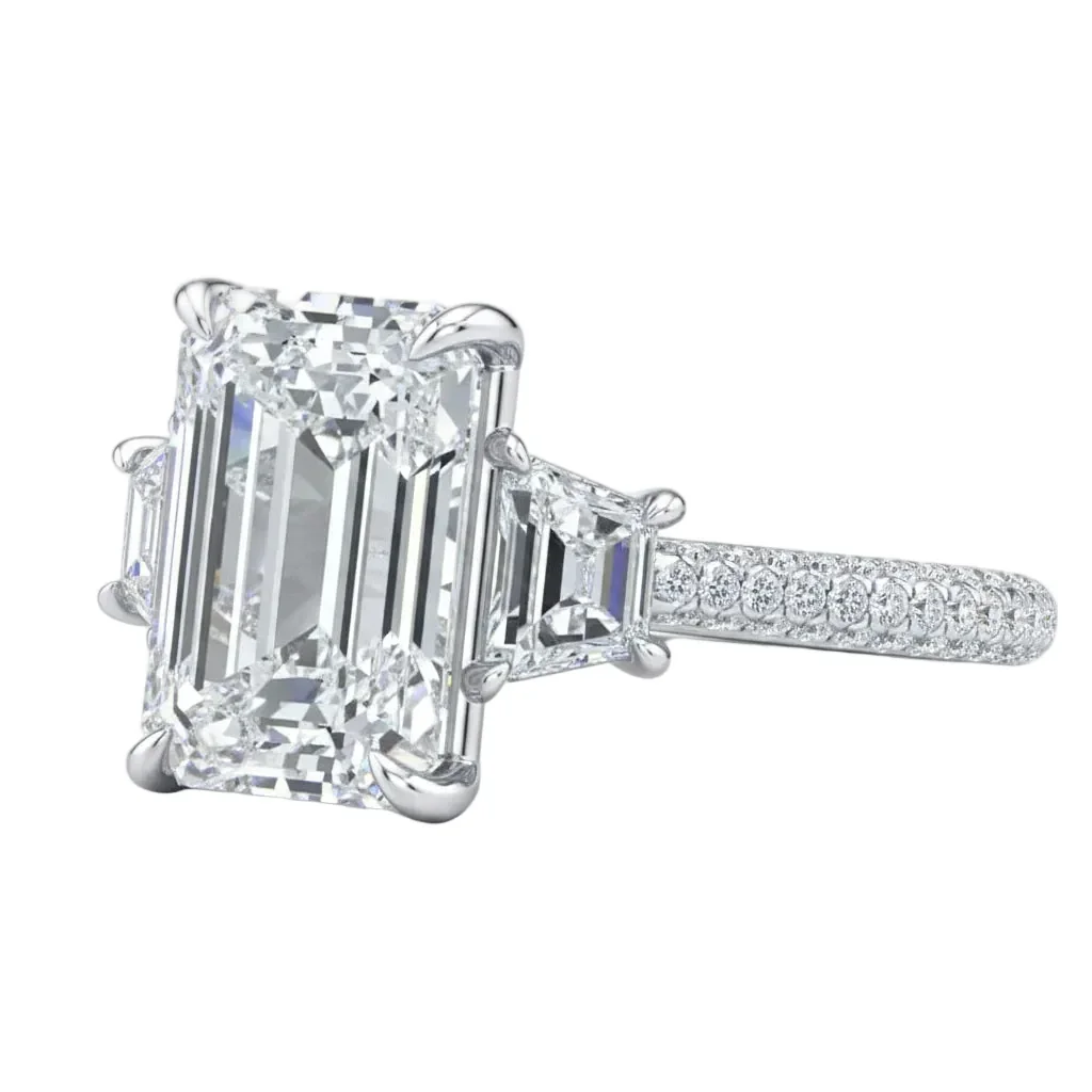 The Emerald Sovereign – Grand Emerald Trapezoid Pavé Ring - Image 5
