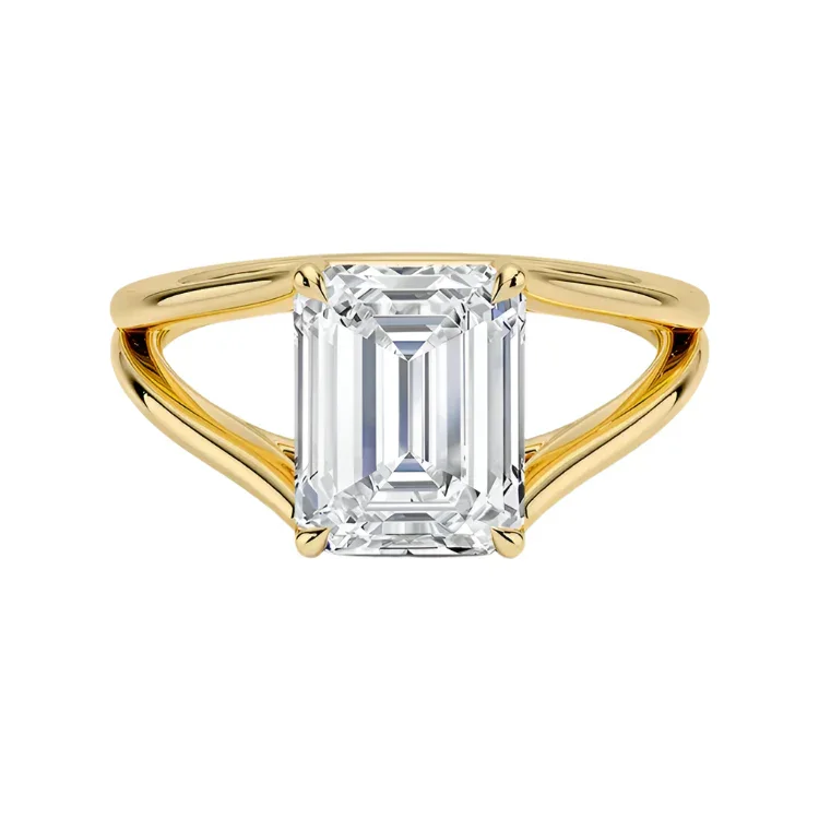 The Emerald V-Split – Architectural Step-Cut Solitaire