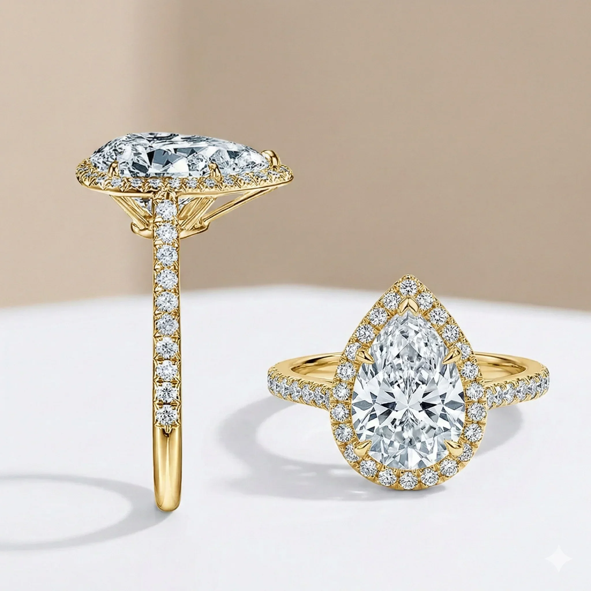 The Empress Pear – Halo & Pavé Moissanite Engagement Ring - Image 11