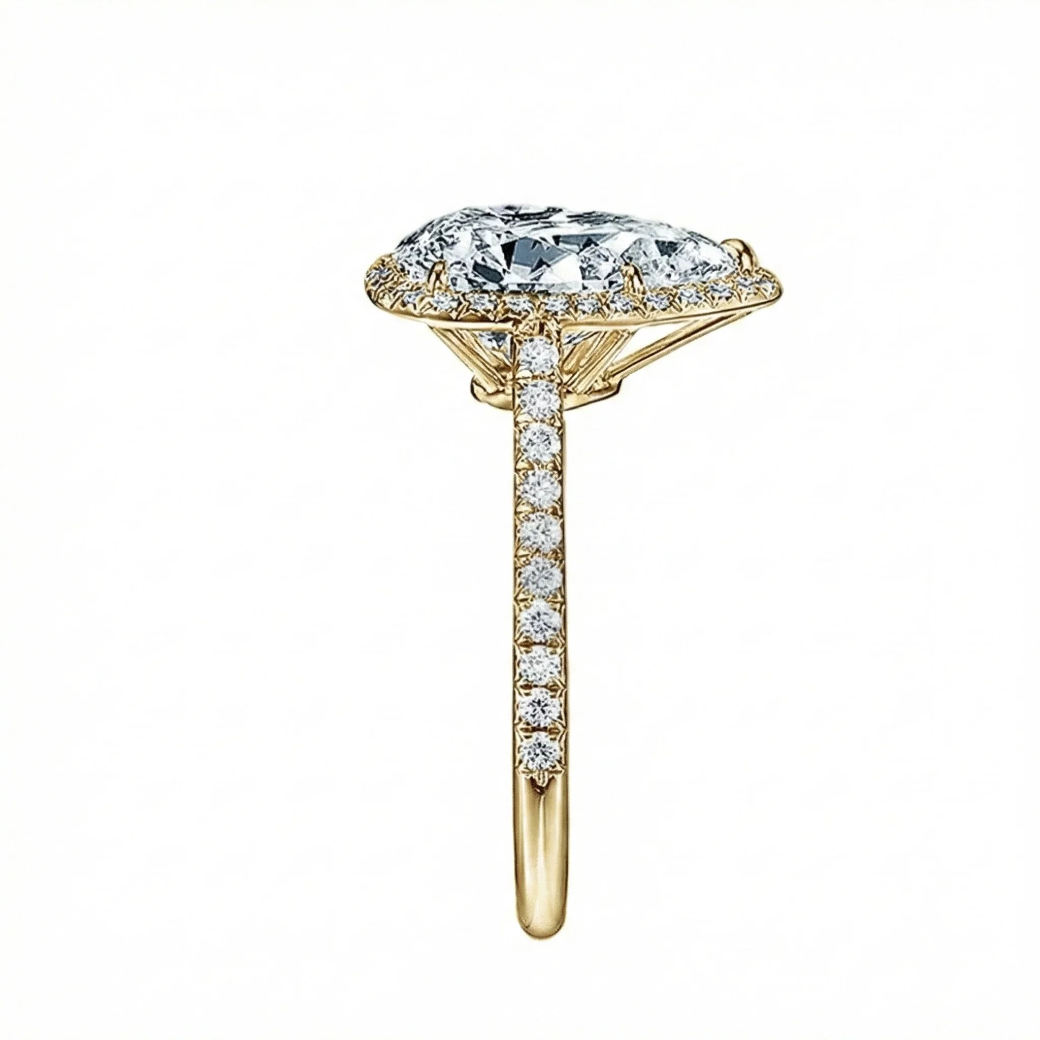 The Empress Pear – Halo & Pavé Moissanite Engagement Ring - Image 3