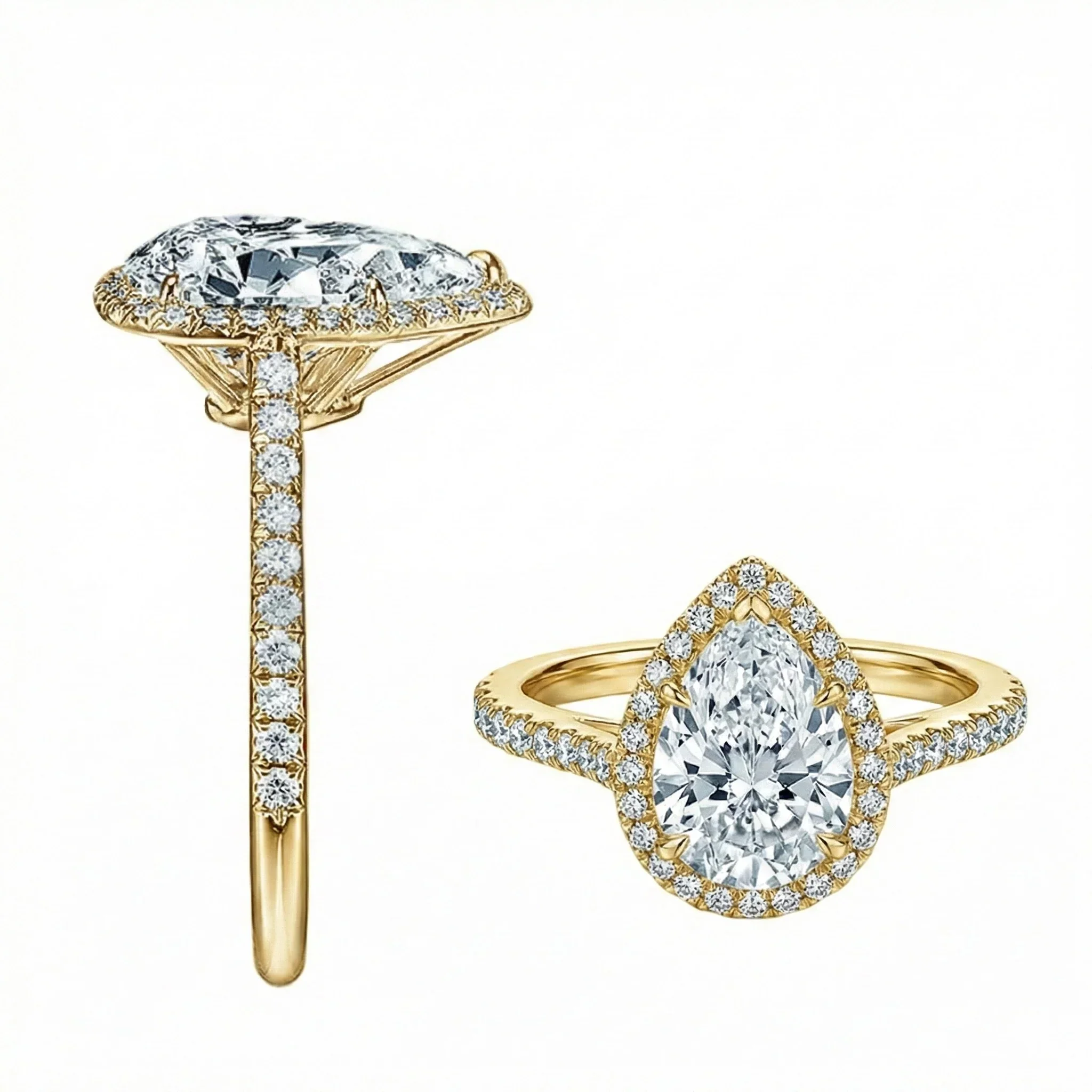 The Empress Pear – Halo & Pavé Moissanite Engagement Ring - Image 4