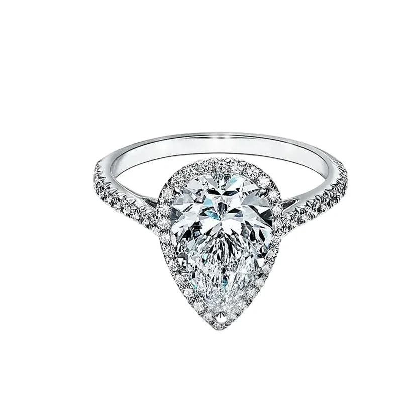 The Empress Pear – Halo & Pavé Moissanite Engagement Ring - Image 5