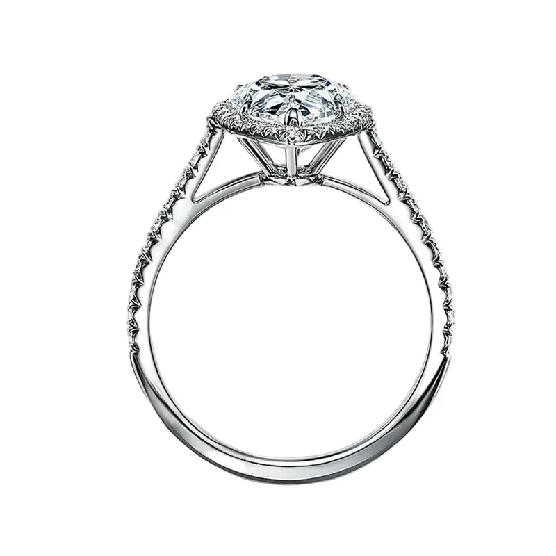 The Empress Pear – Halo & Pavé Moissanite Engagement Ring - Image 6