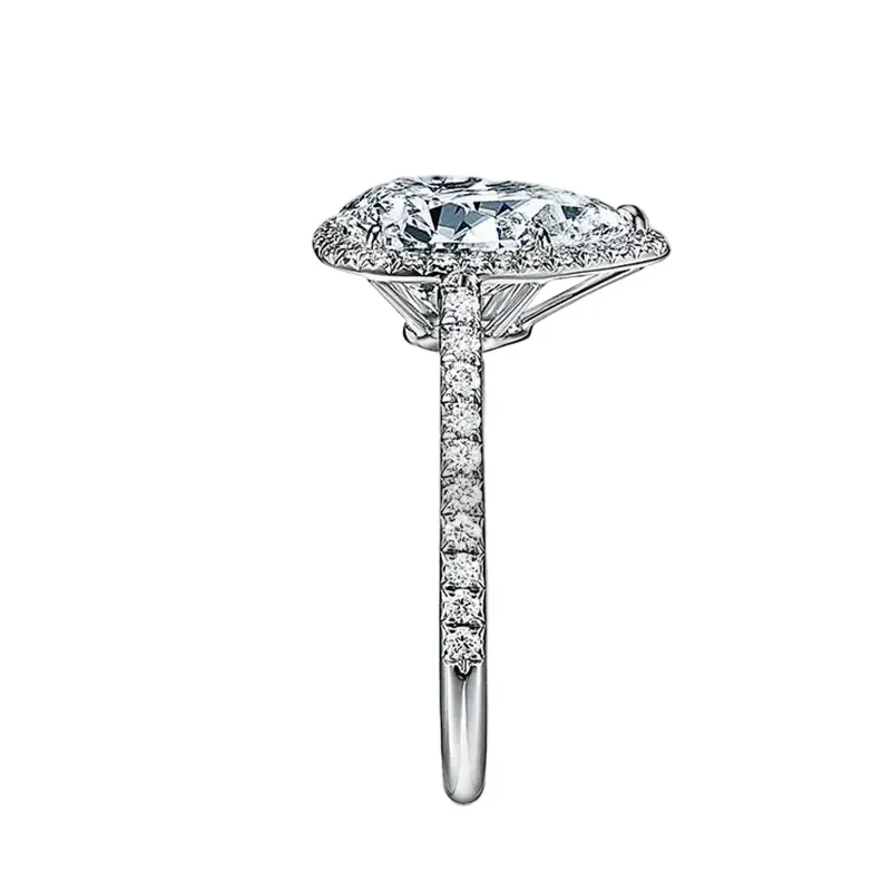 The Empress Pear – Halo & Pavé Moissanite Engagement Ring - Image 7