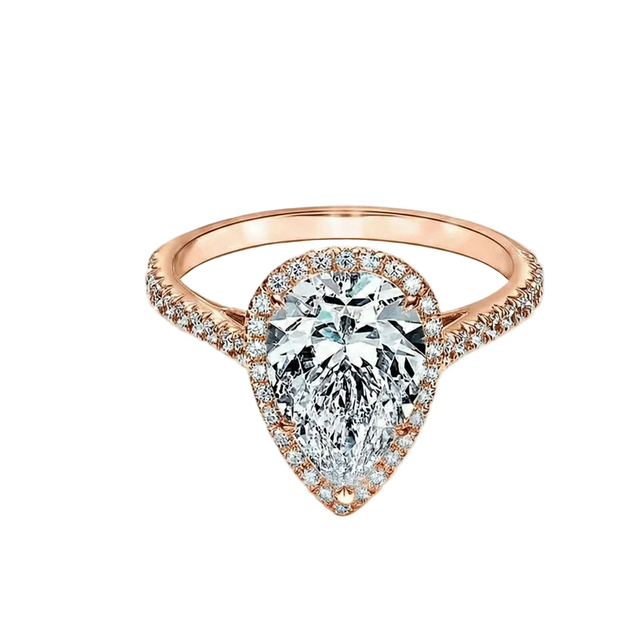 The Empress Pear – Halo & Pavé Moissanite Engagement Ring - Image 8