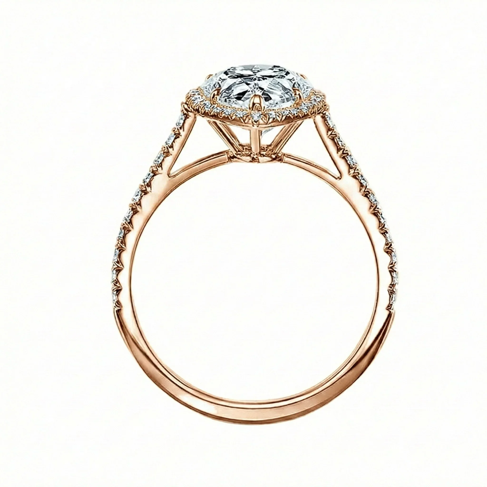 The Empress Pear – Halo & Pavé Moissanite Engagement Ring - Image 9