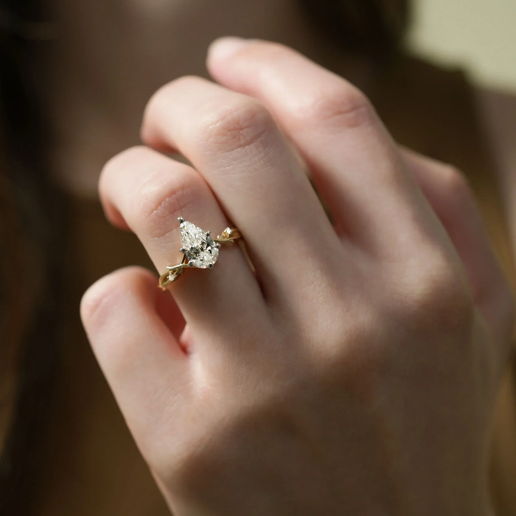 The Enchanted Vine – Pear Cut Nature Ring - Image 8