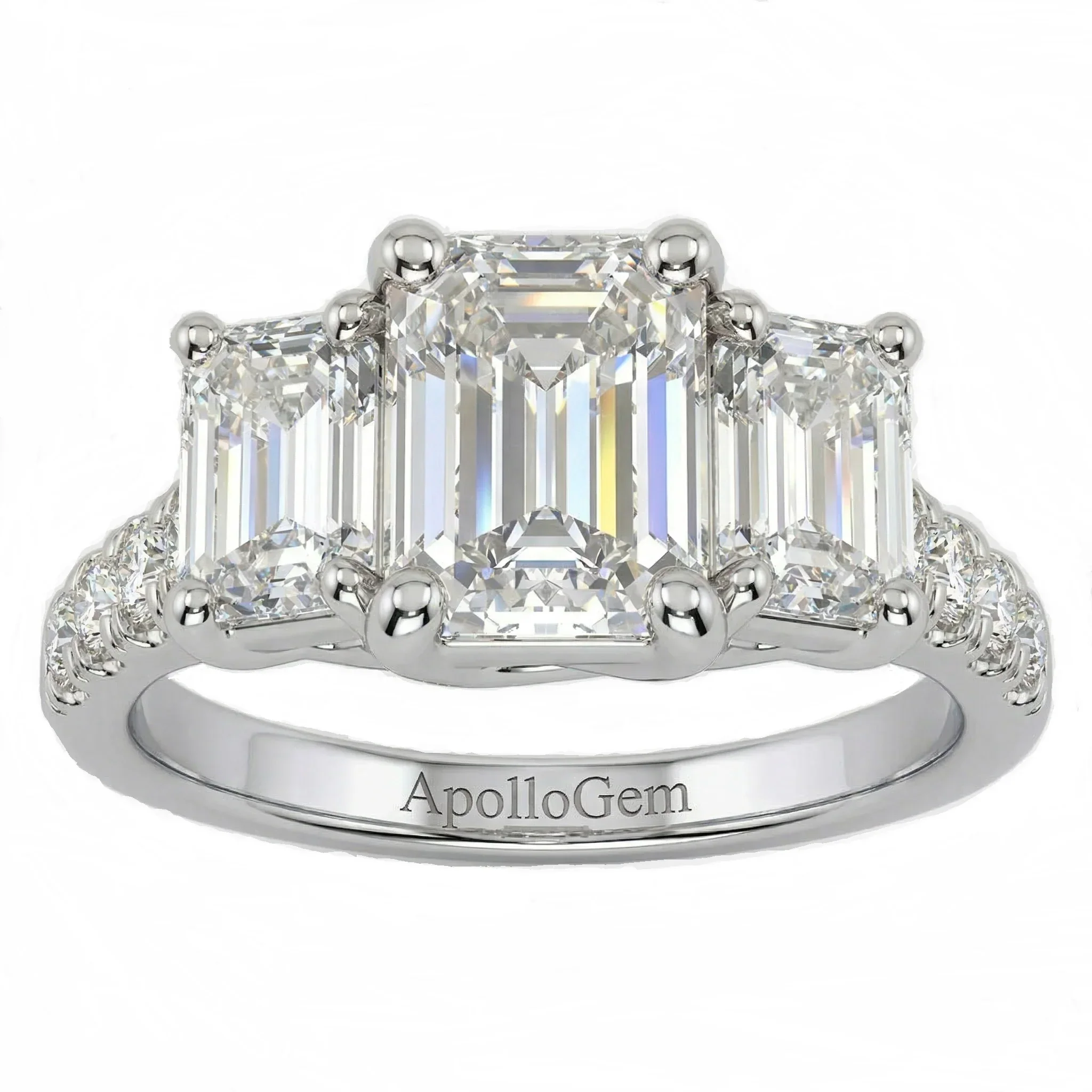 The Eternal Emerald Trilogy – Three-Stone Pavé Ring - Image 4