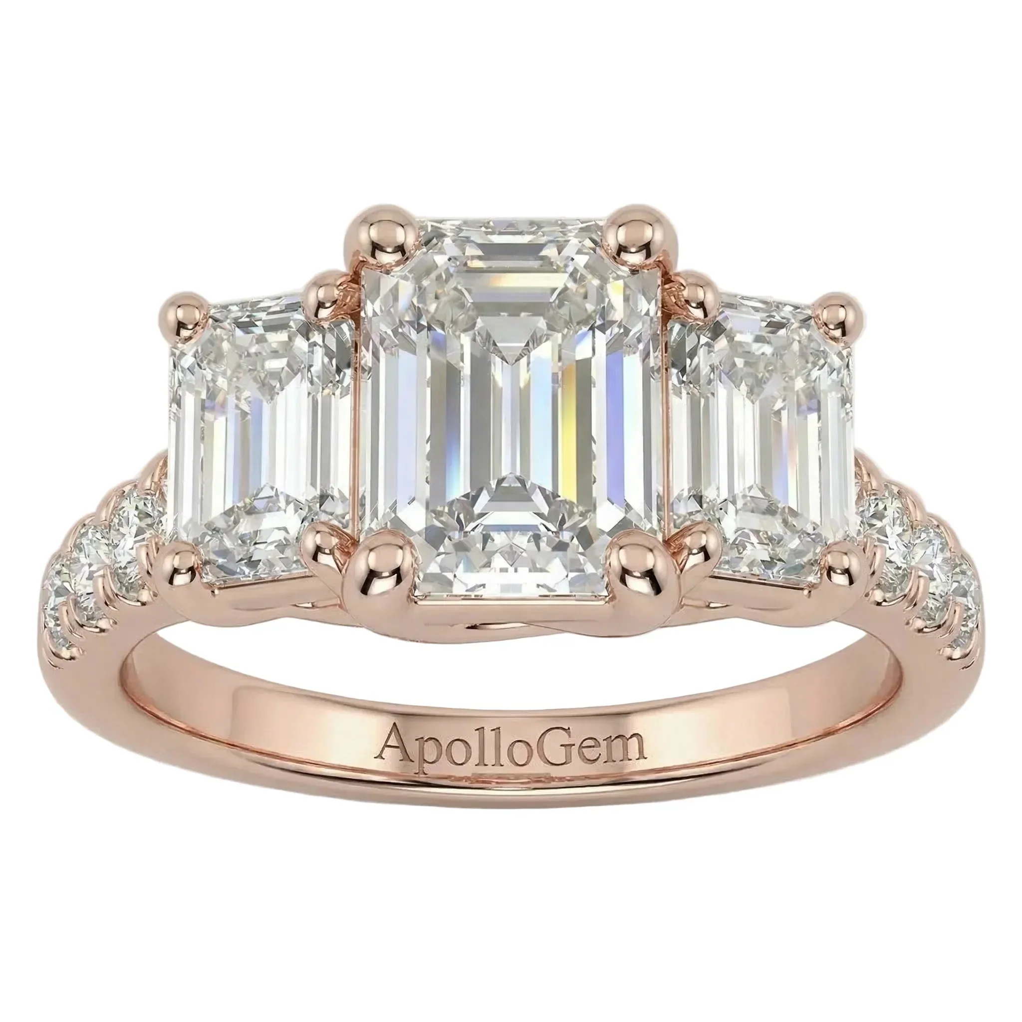 The Eternal Emerald Trilogy – Three-Stone Pavé Ring - Image 7