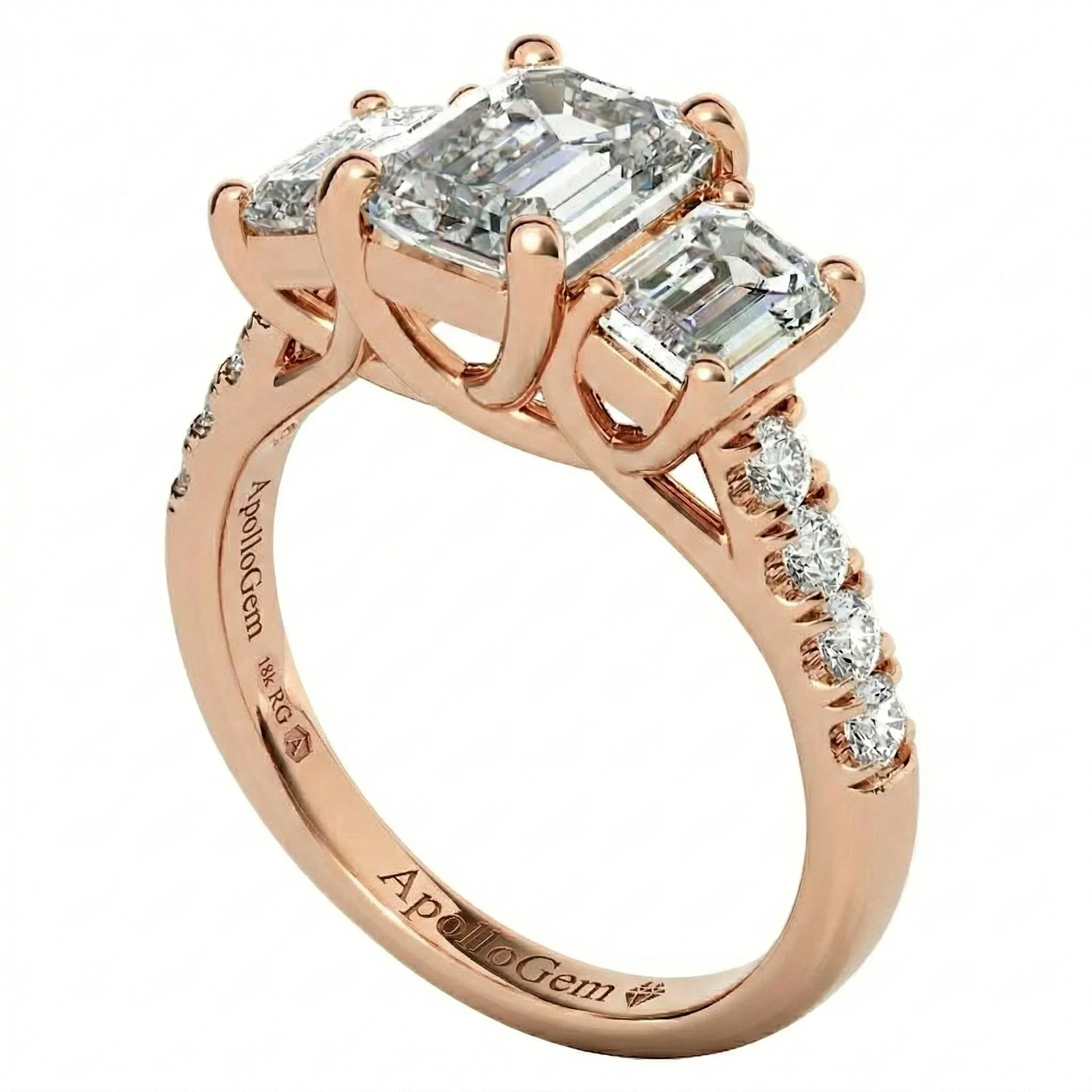 The Eternal Emerald Trilogy – Three-Stone Pavé Ring - Image 8