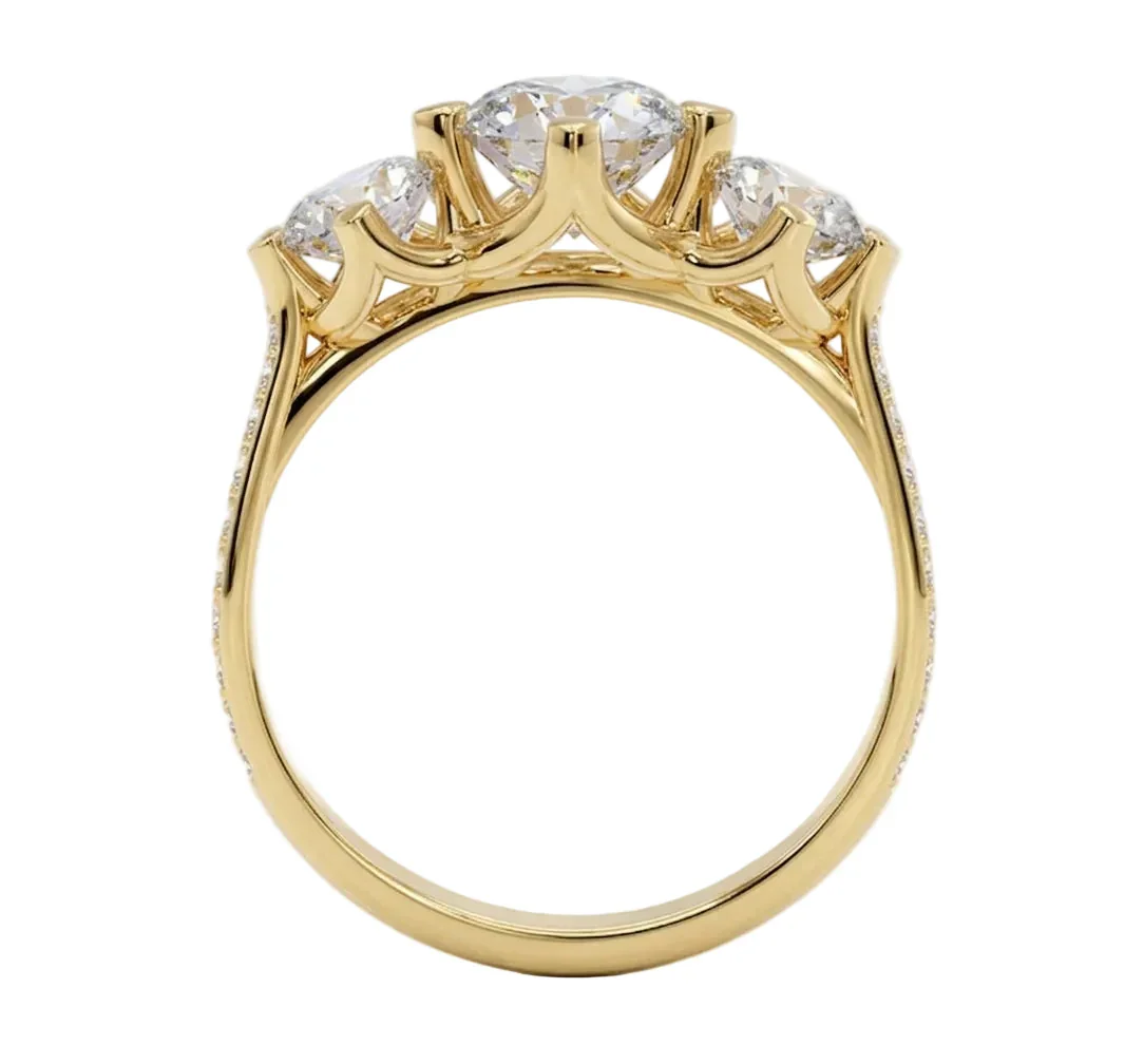 The Eternal Round Trilogy – Three-Stone Pavé Ring - Image 3