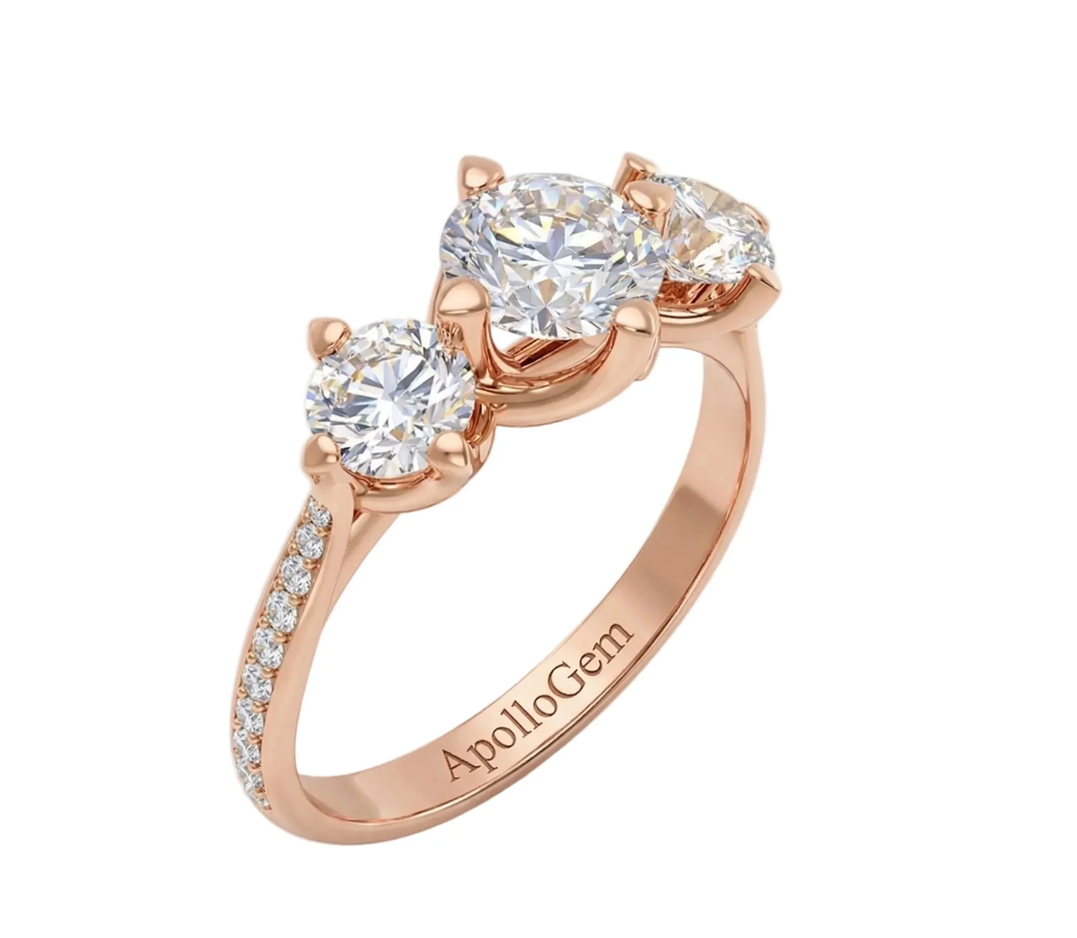 The Eternal Round Trilogy – Three-Stone Pavé Ring - Image 5