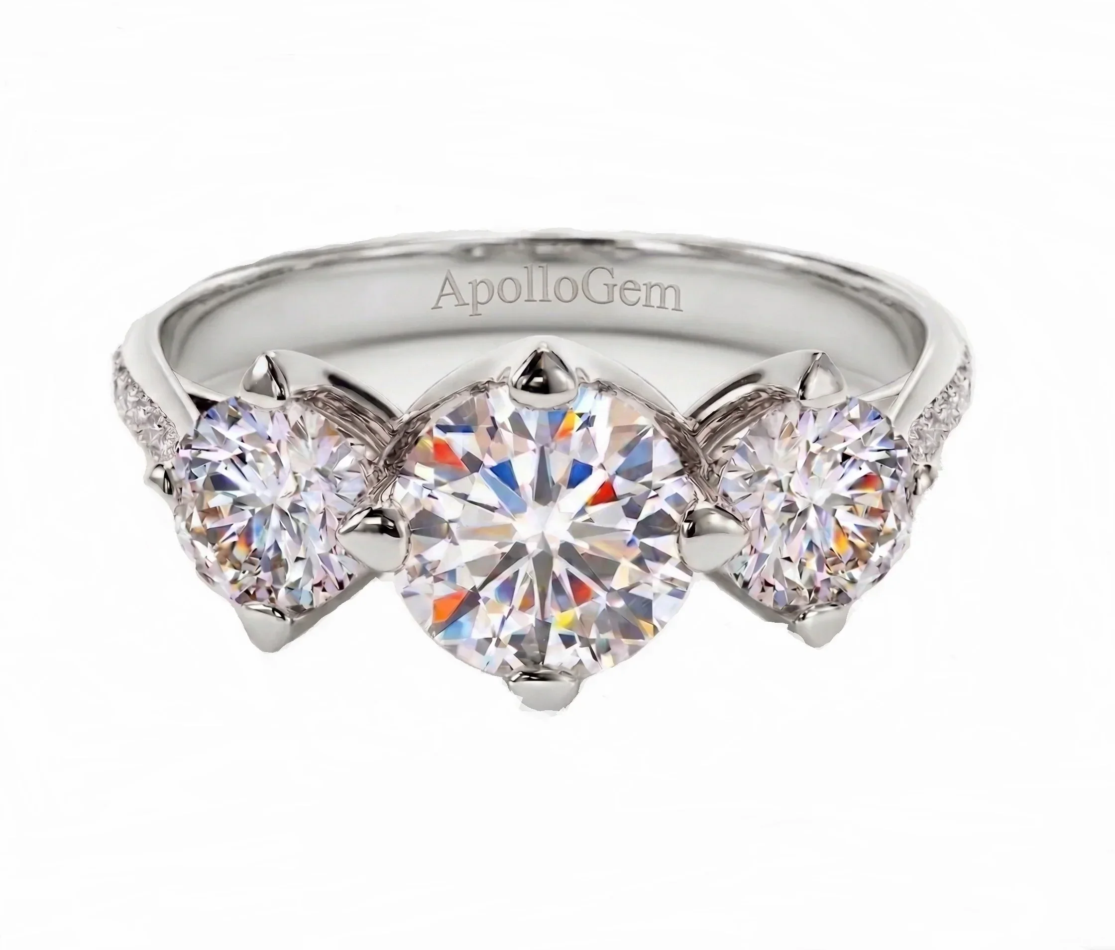 The Eternal Round Trilogy – Three-Stone Pavé Ring - Image 7