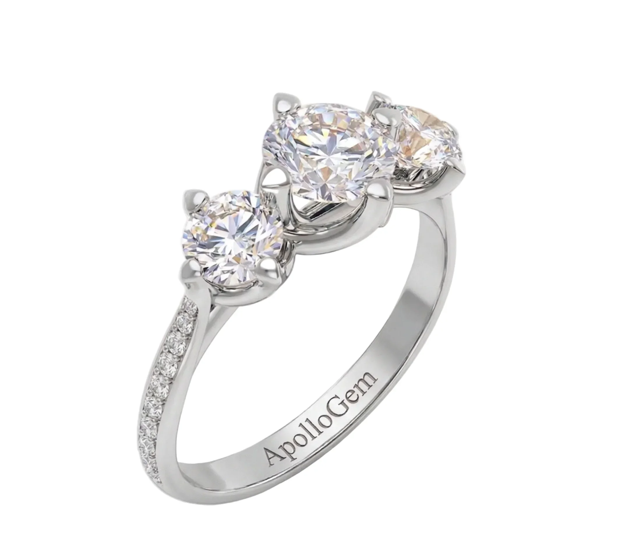 The Eternal Round Trilogy – Three-Stone Pavé Ring - Image 8