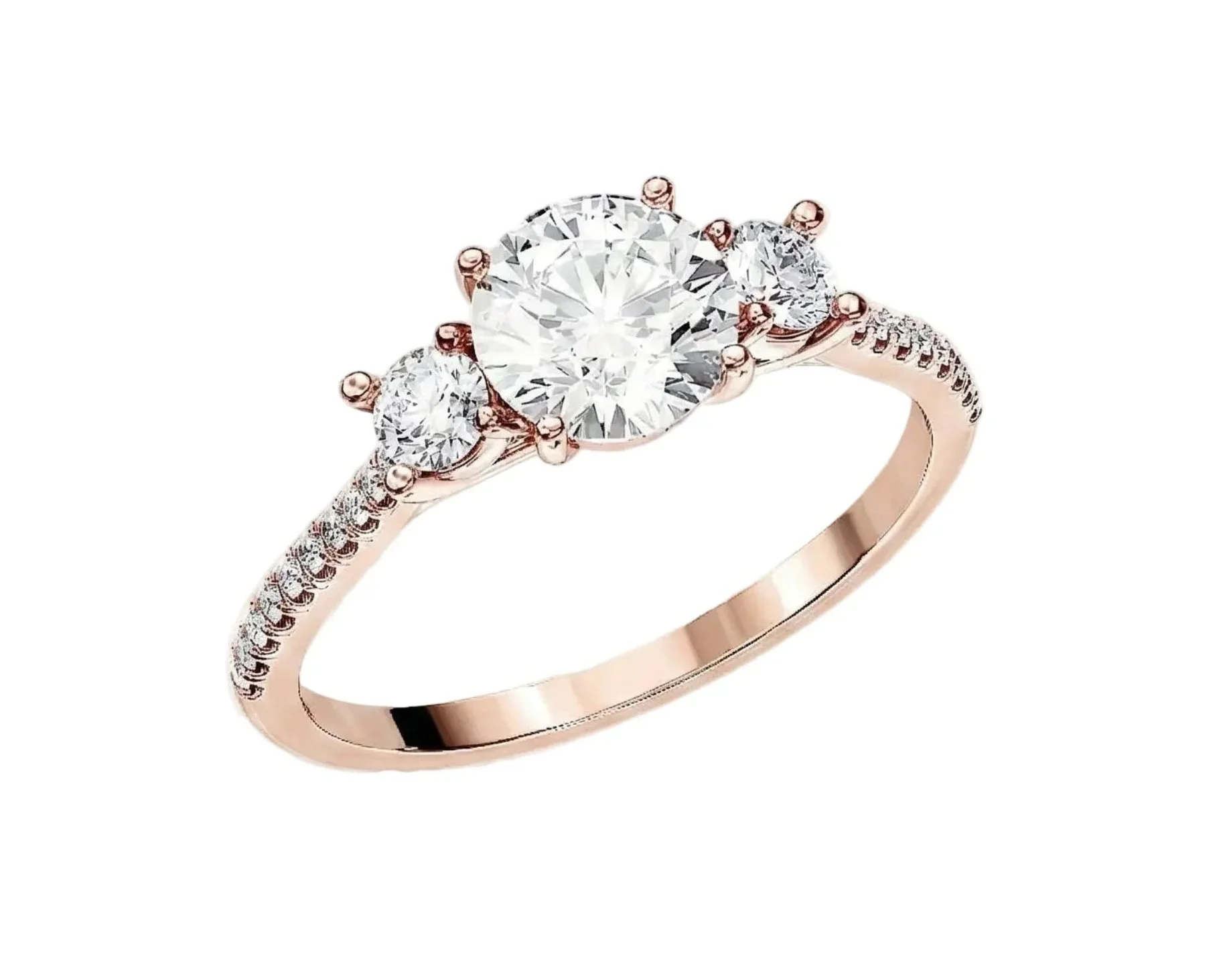 The Eternal Trilogy – Three-Stone Pavé Moissanite Ring - Image 3