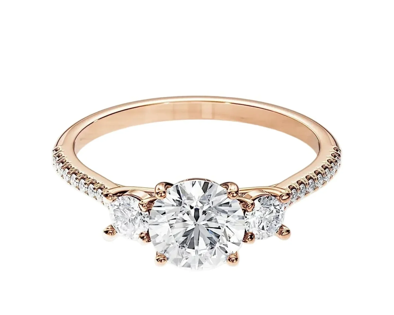 The Eternal Trilogy – Three-Stone Pavé Moissanite Ring - Image 4