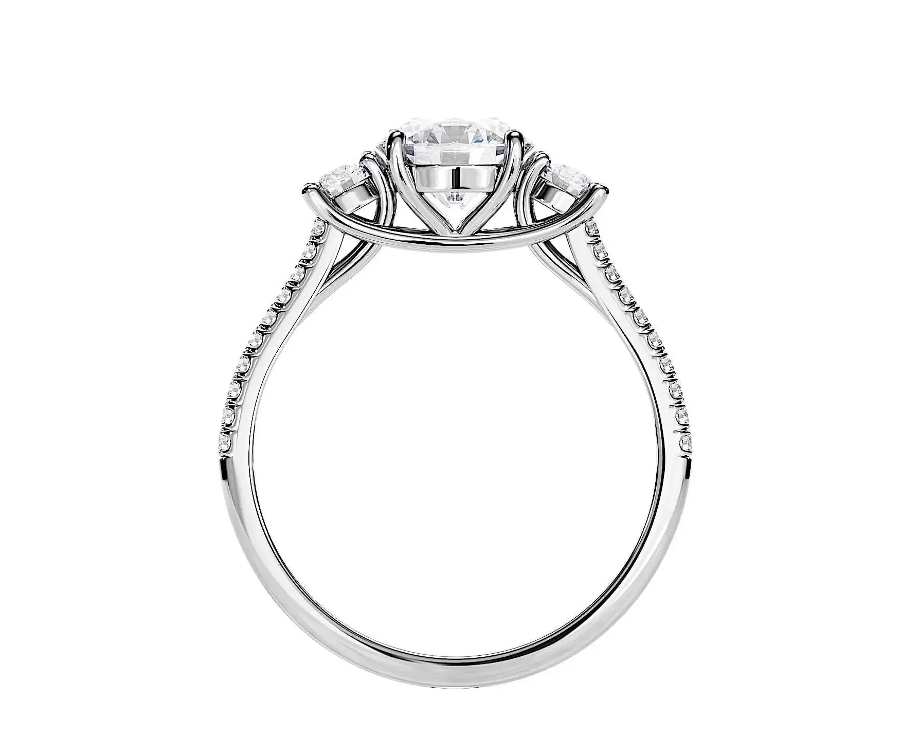 The Eternal Trilogy – Three-Stone Pavé Moissanite Ring - Image 6