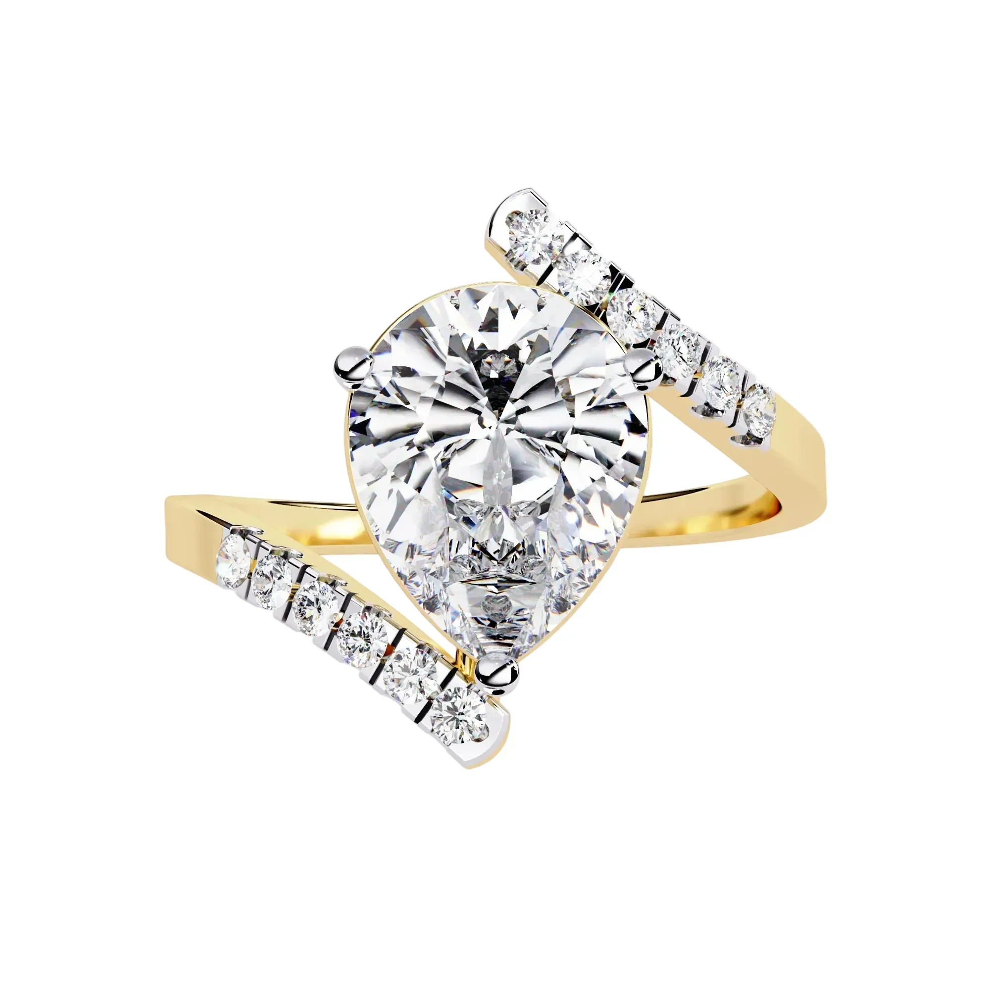 The Floating Bypass Pear – Modern Open-Shank Ring