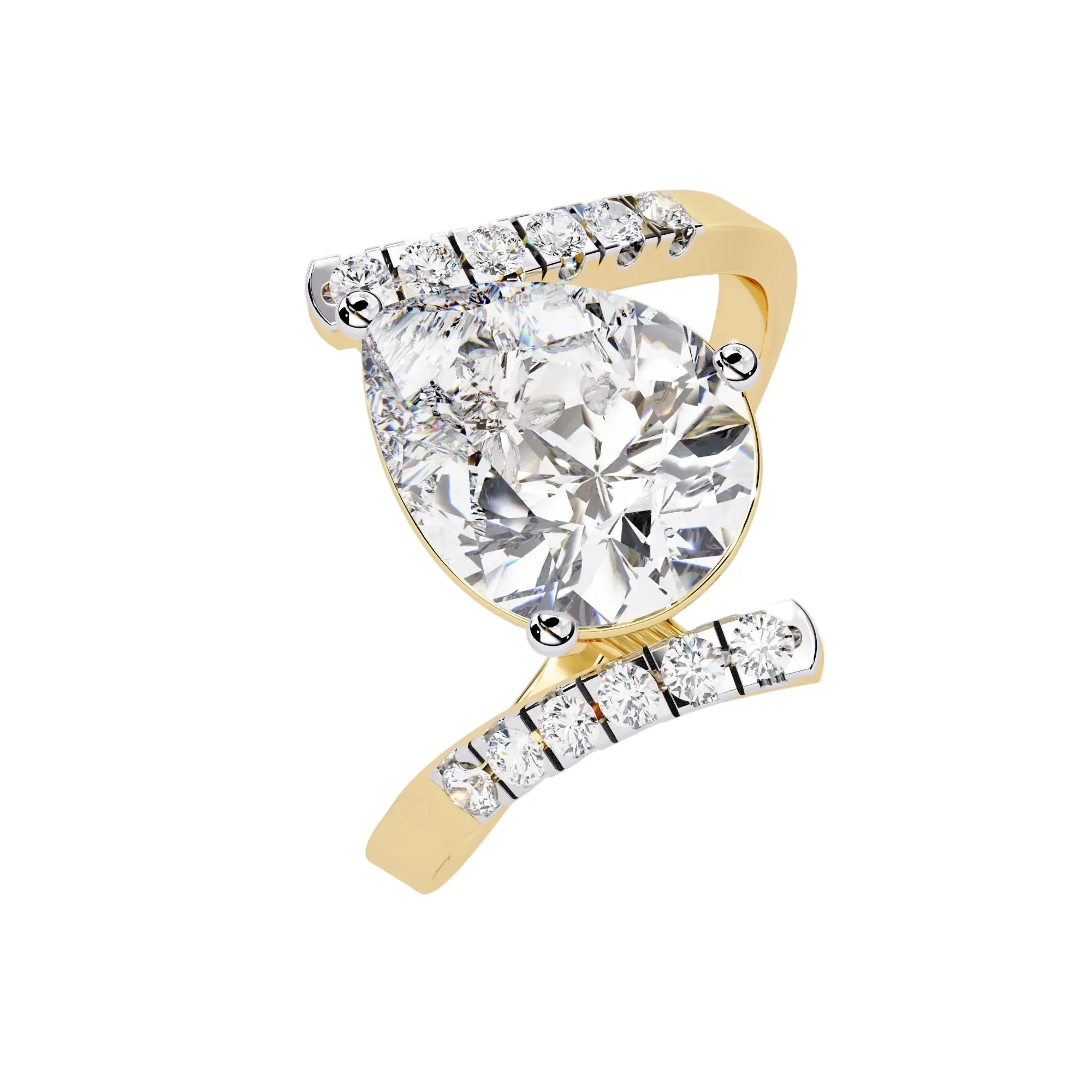 The Floating Bypass Pear – Modern Open-Shank Ring - Image 2