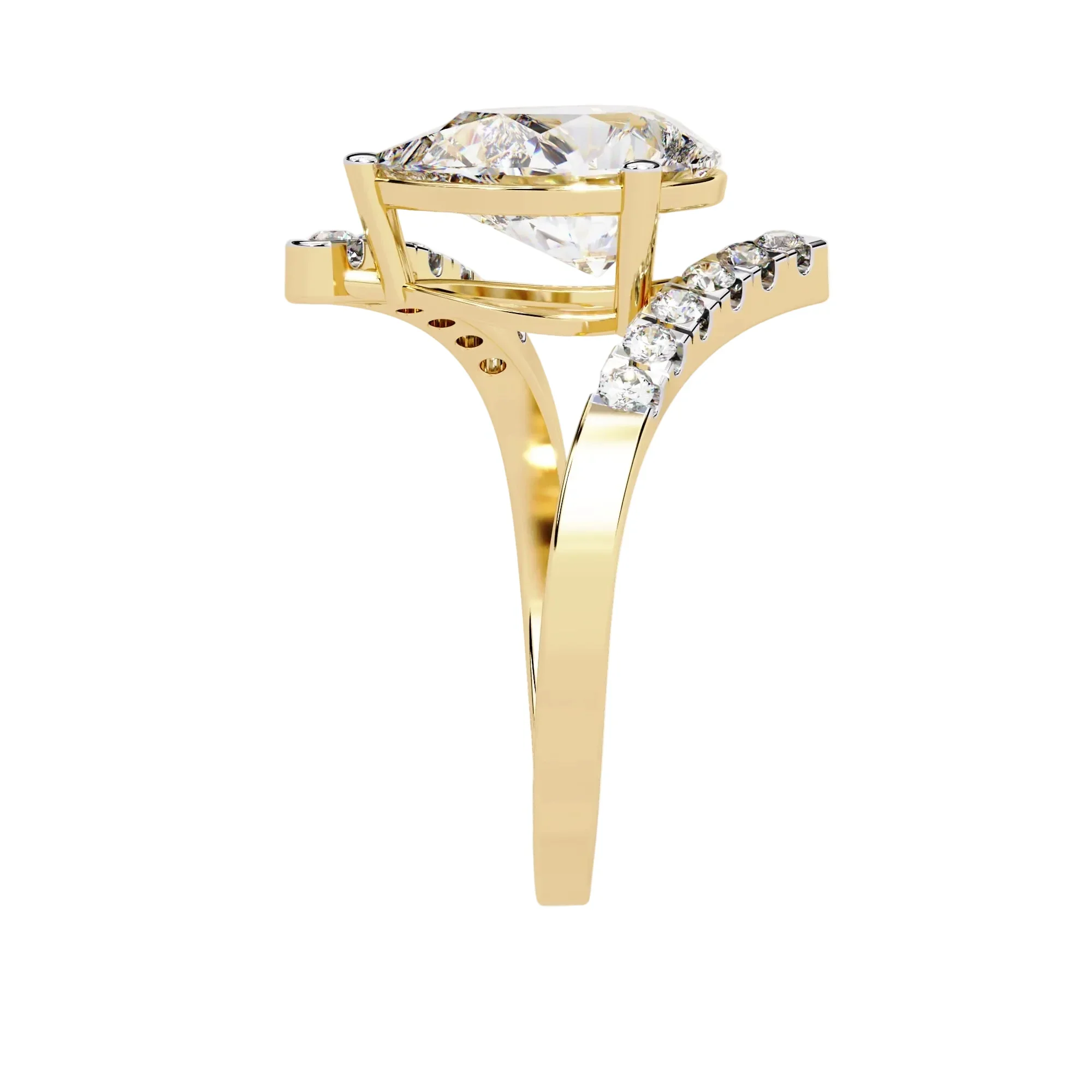 The Floating Bypass Pear – Modern Open-Shank Ring - Image 3