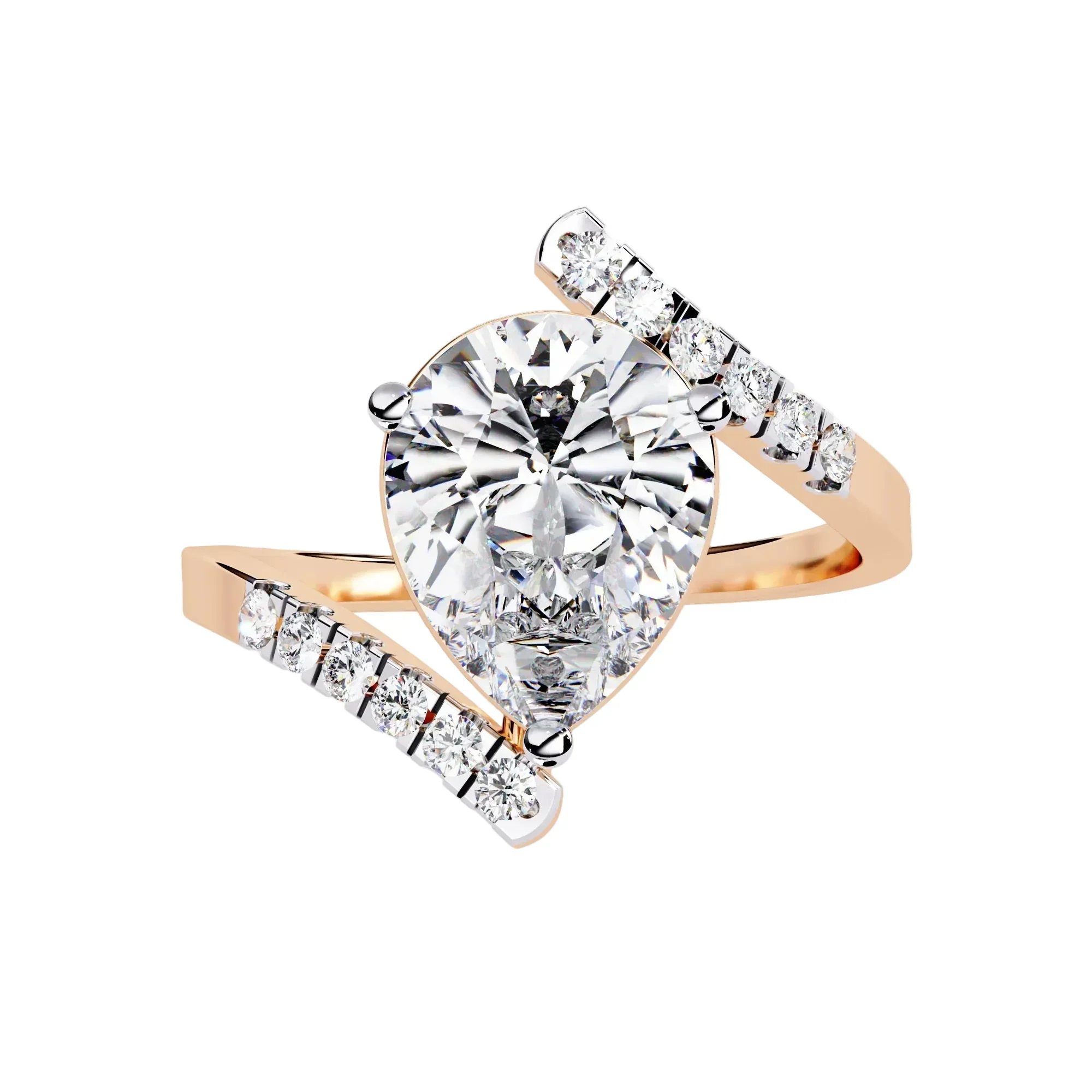 The Floating Bypass Pear – Modern Open-Shank Ring - Image 4