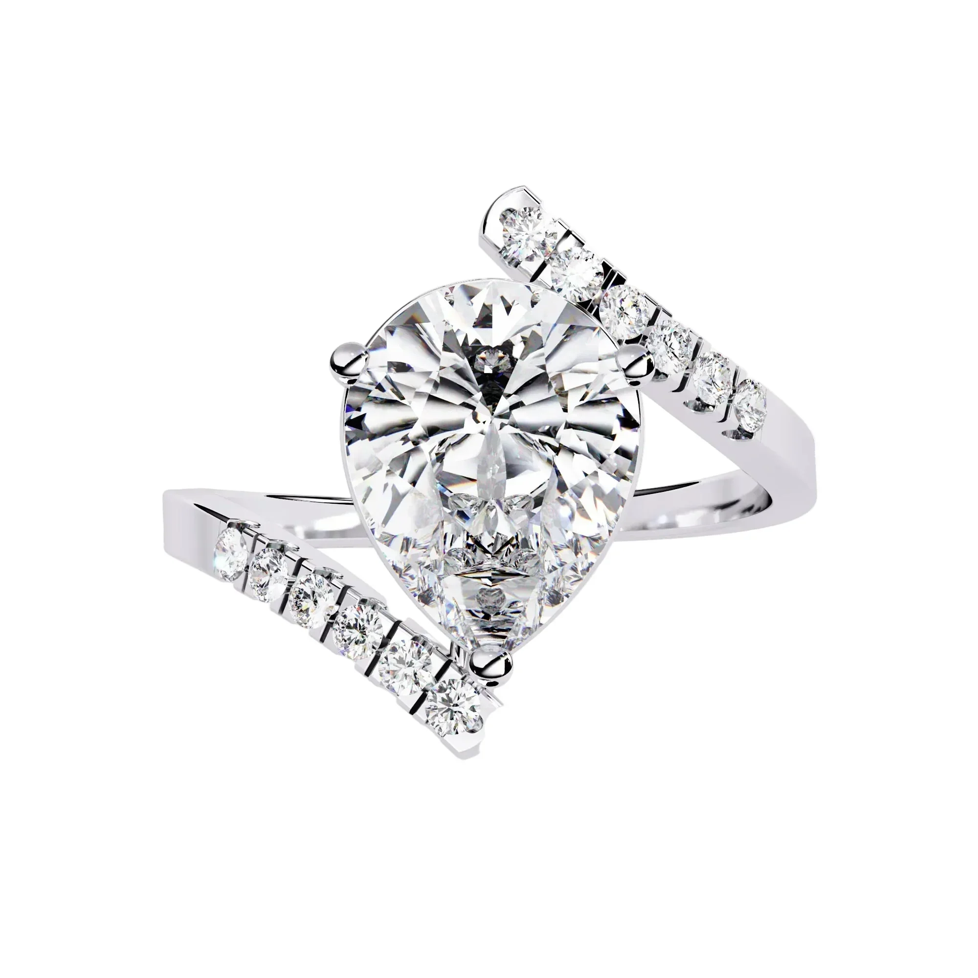The Floating Bypass Pear – Modern Open-Shank Ring - Image 5