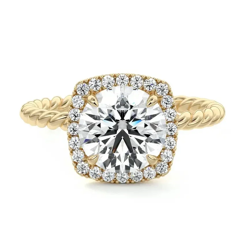 The Infinity Halo – Twisted Band Moissanite Engagement Ring