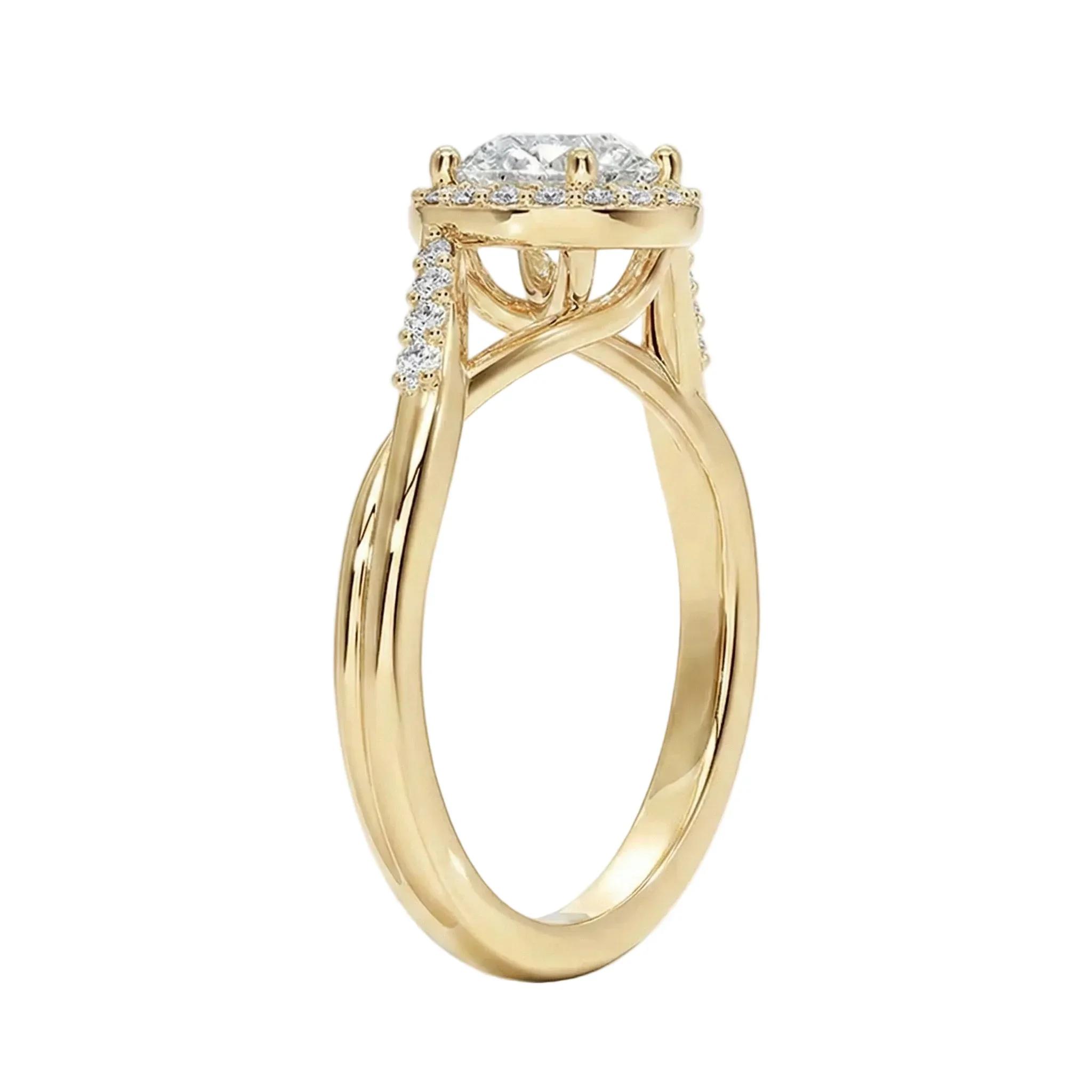 The Infinity Halo – Twisted Pavé Moissanite Ring - Image 2