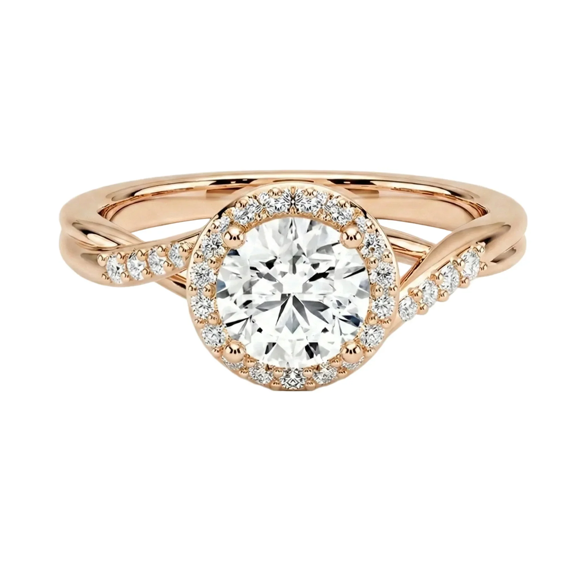 The Infinity Halo – Twisted Pavé Moissanite Ring - Image 5