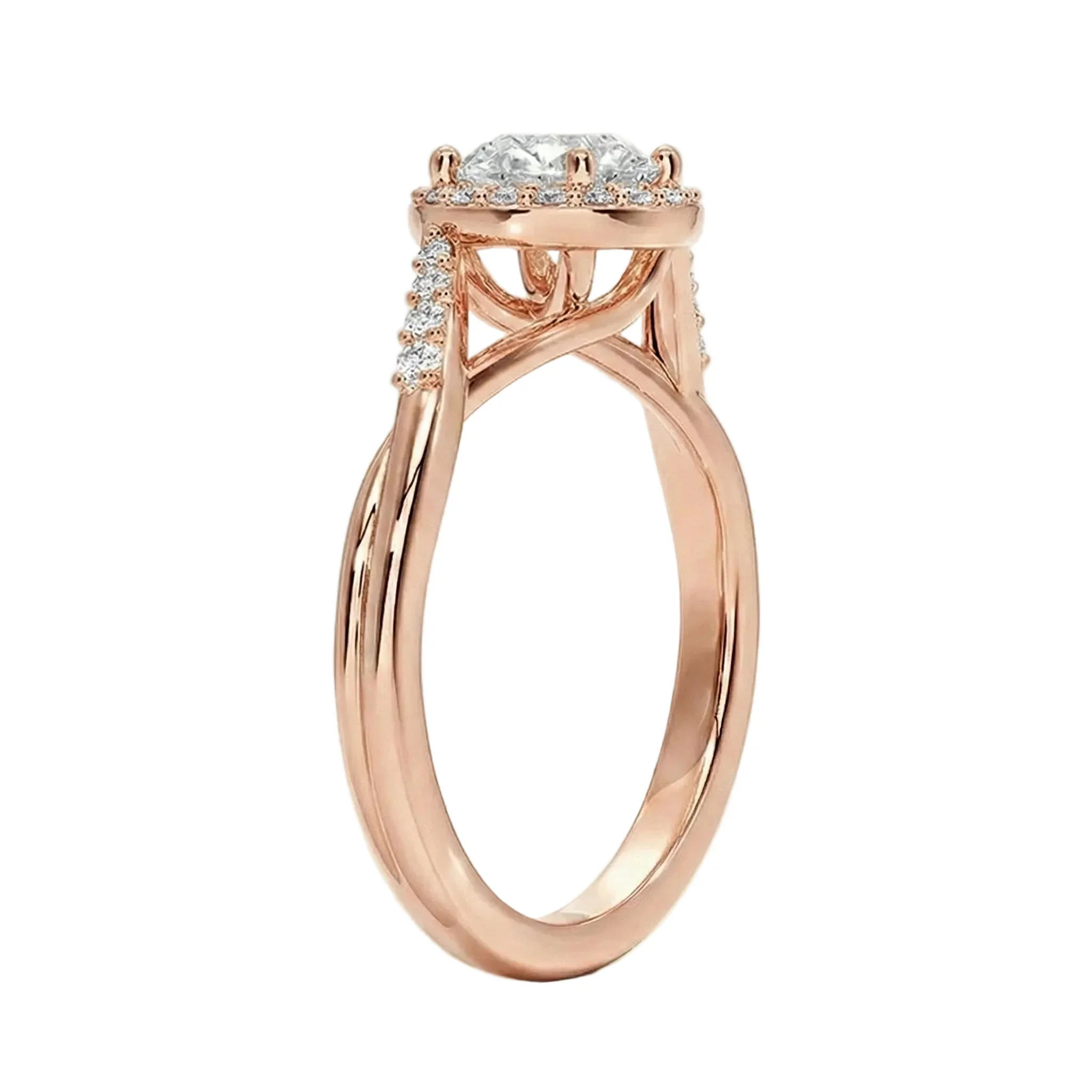 The Infinity Halo – Twisted Pavé Moissanite Ring - Image 6
