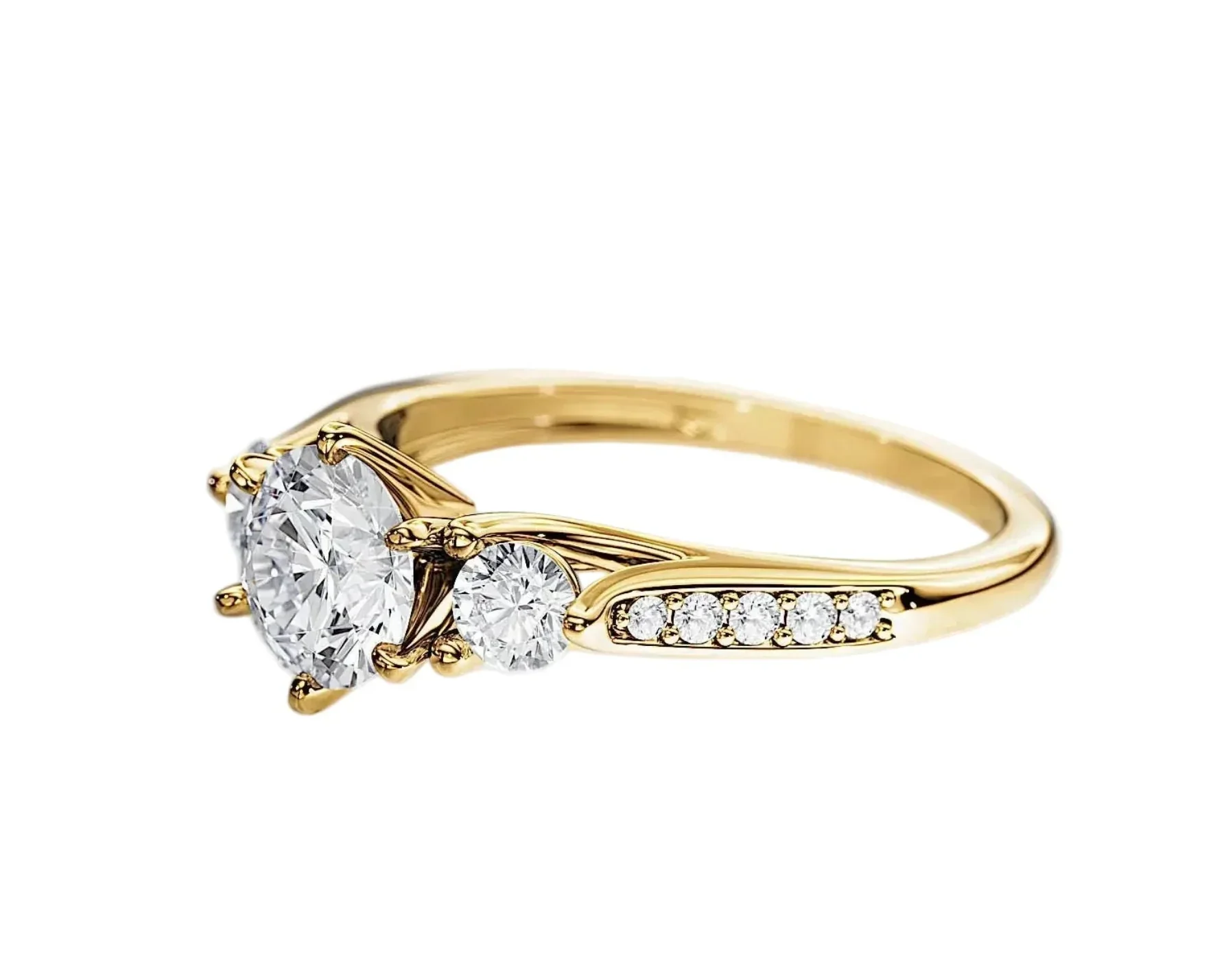 The Legacy Trilogy – Three-Stone Pavé Moissanite Ring - Image 3