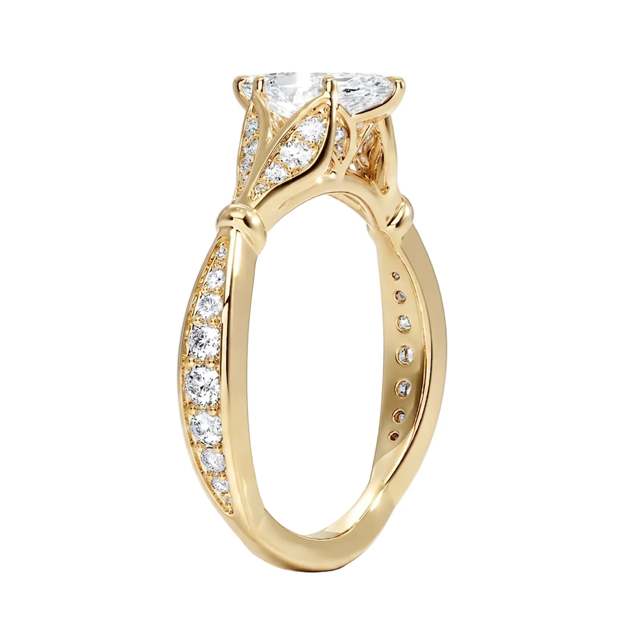 The Marquise Royal Lotus – Architectural Pave Ring - Image 2