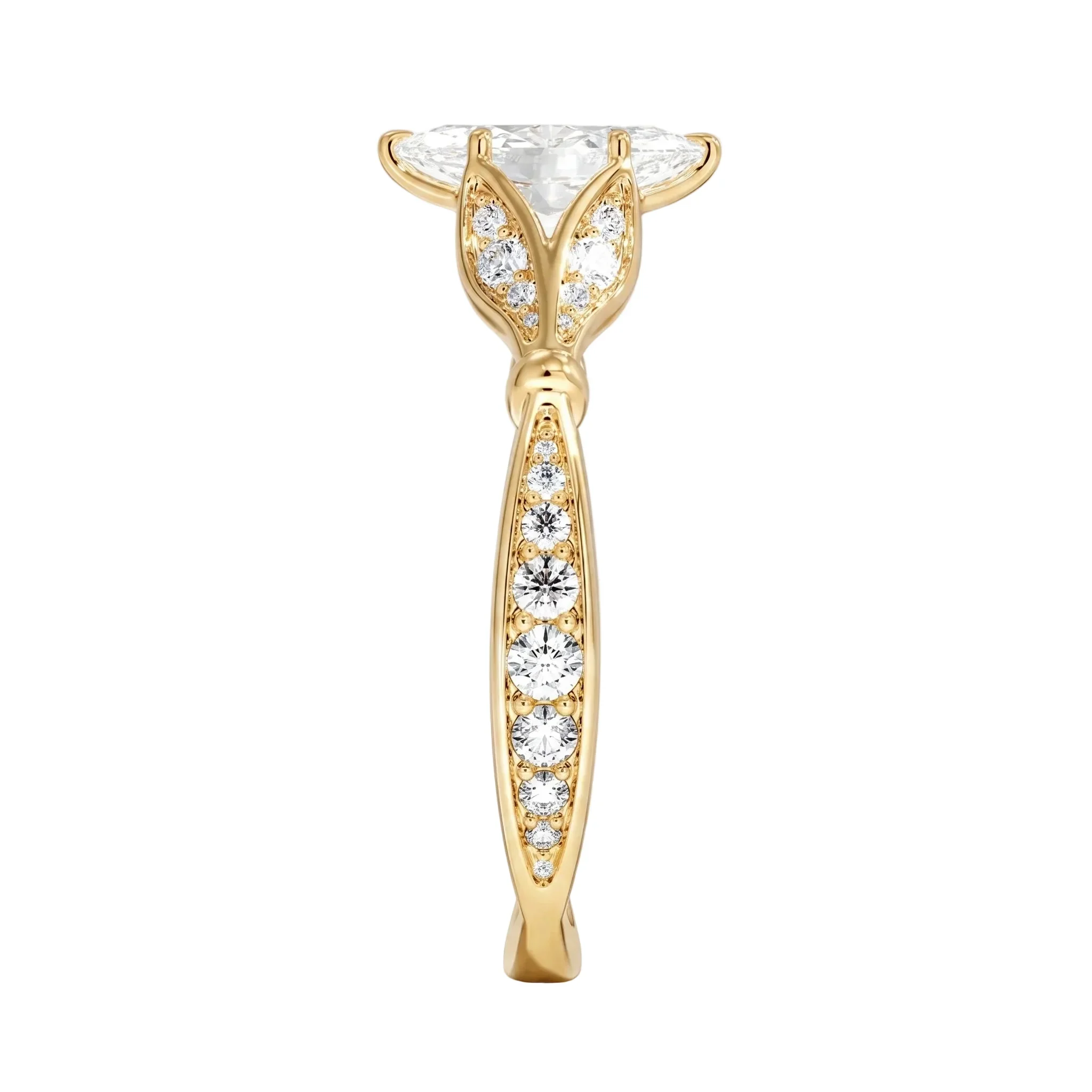The Marquise Royal Lotus – Architectural Pave Ring - Image 3