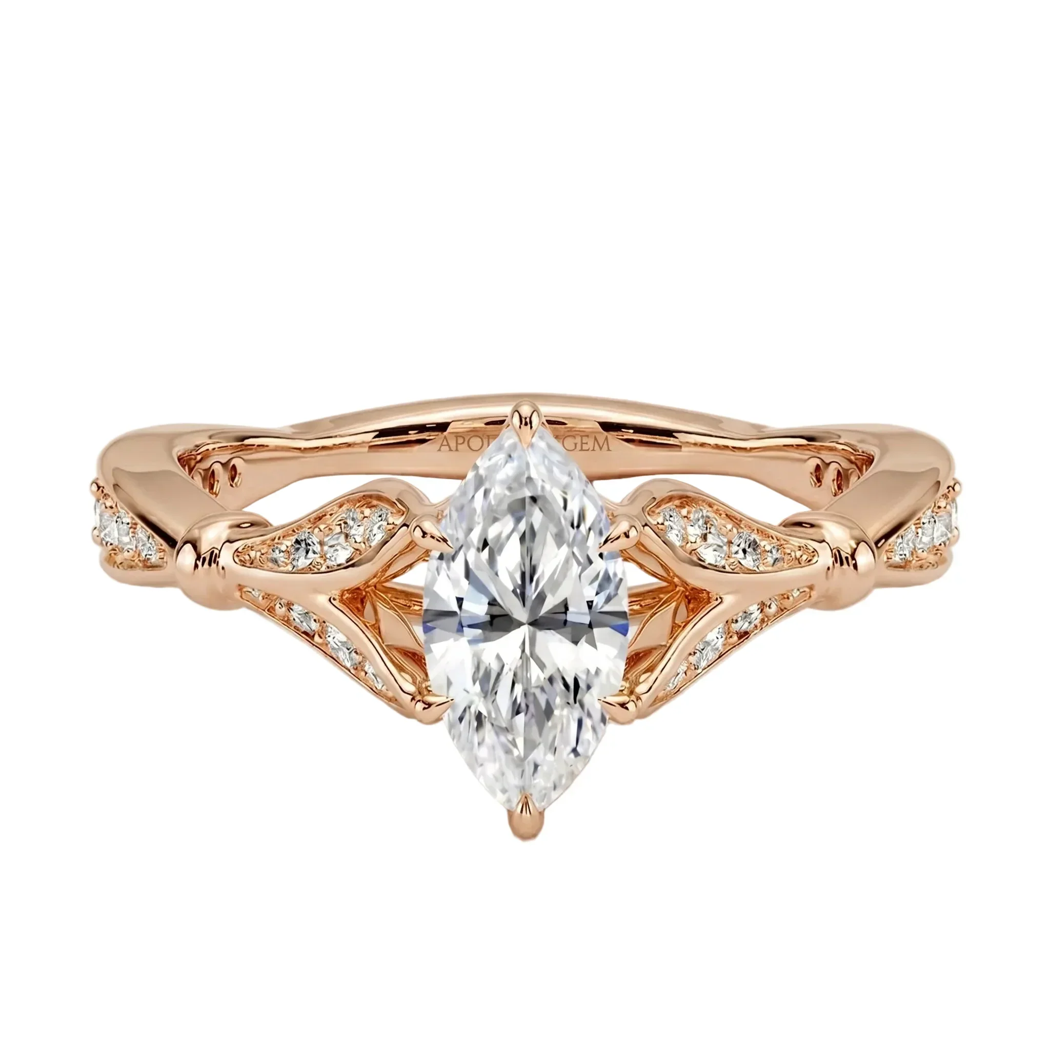 The Marquise Royal Lotus – Architectural Pave Ring - Image 4