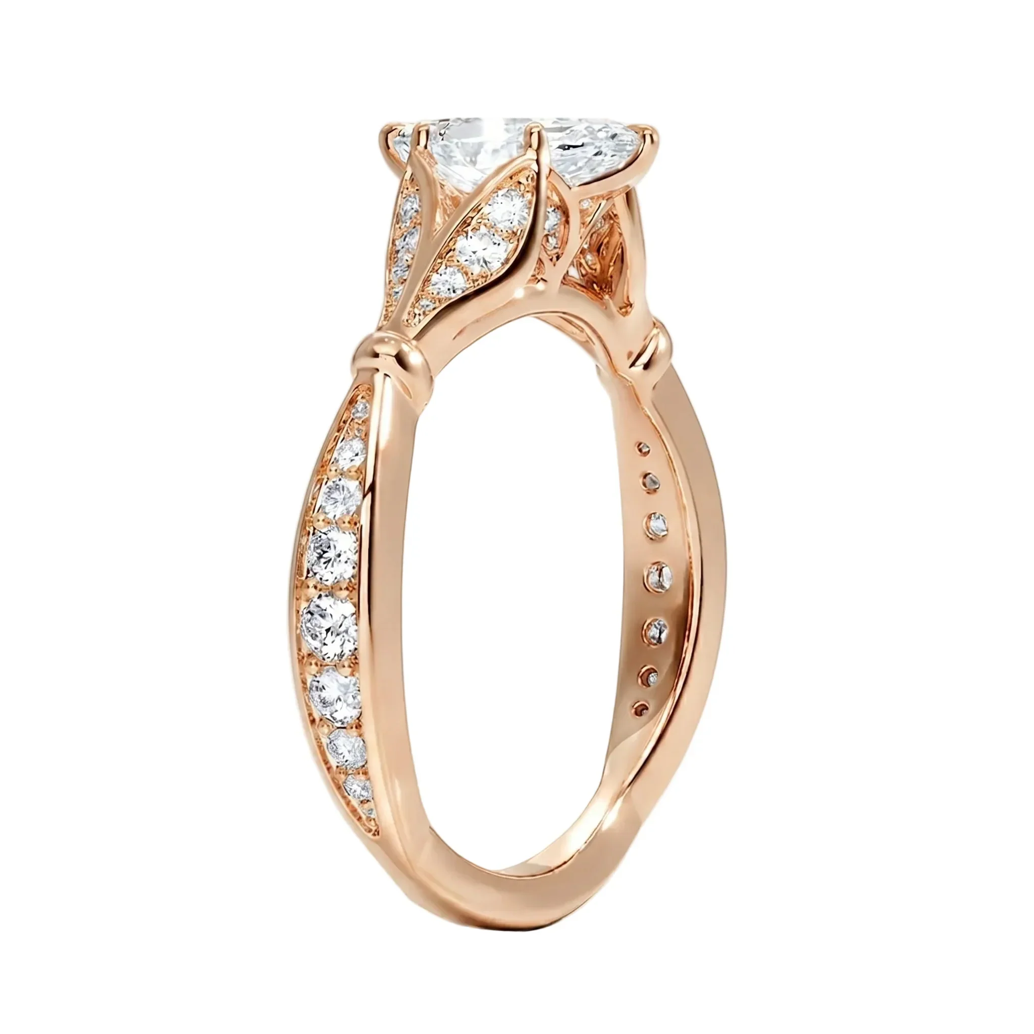 The Marquise Royal Lotus – Architectural Pave Ring - Image 5