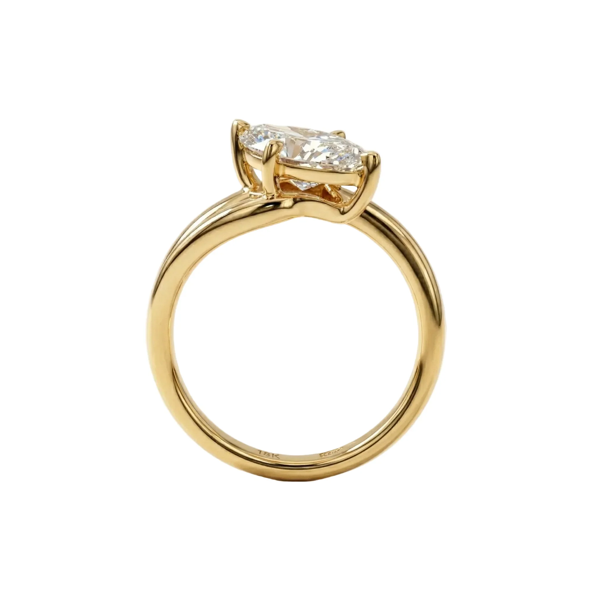The Marquise Solid Solitaire – Four-Claw Gold Band - Image 2