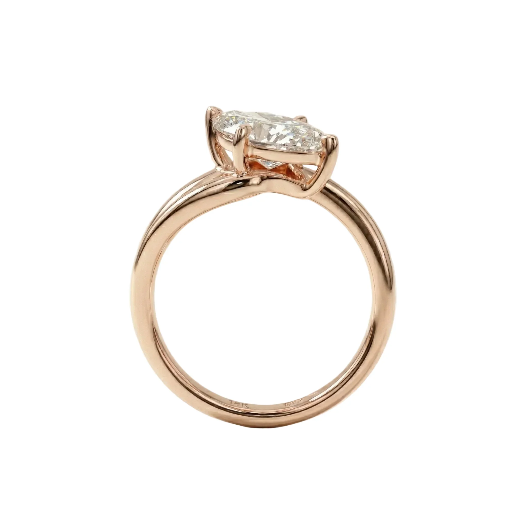 The Marquise Solid Solitaire – Four-Claw Gold Band - Image 4