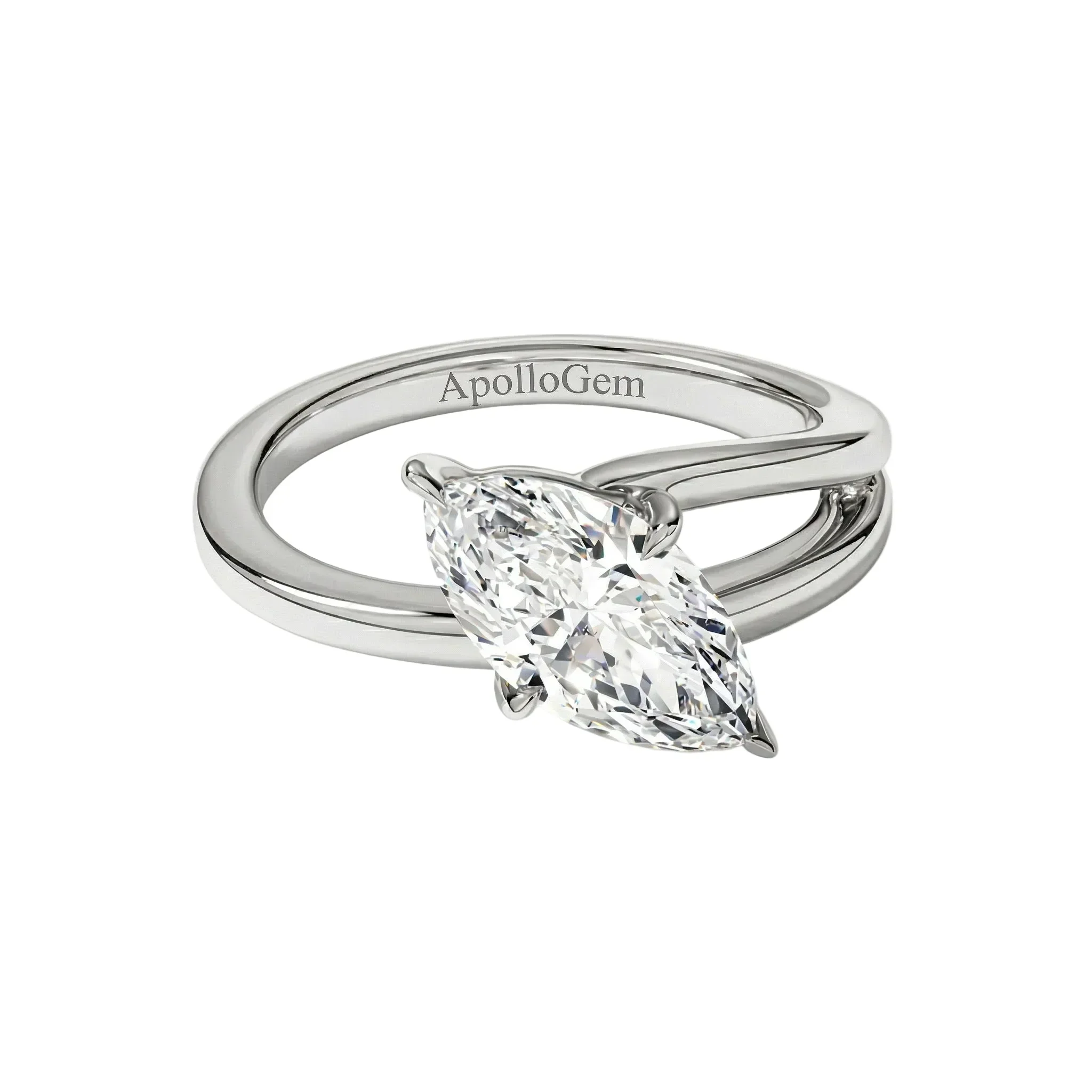 The Marquise Solid Solitaire – Four-Claw Gold Band - Image 5