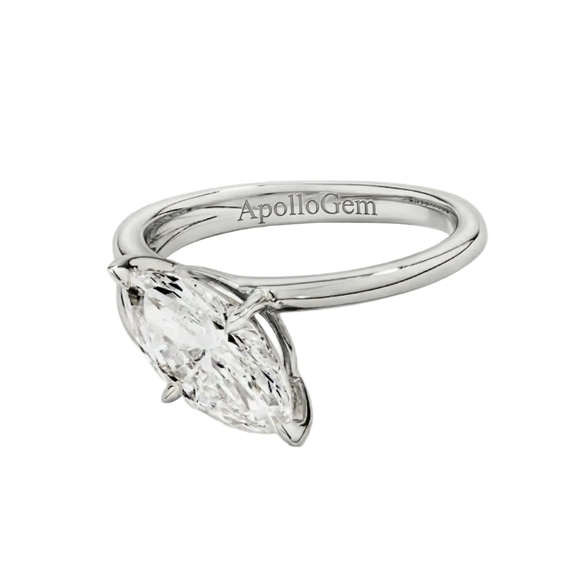 The Marquise Solid Solitaire – Four-Claw Gold Band - Image 7
