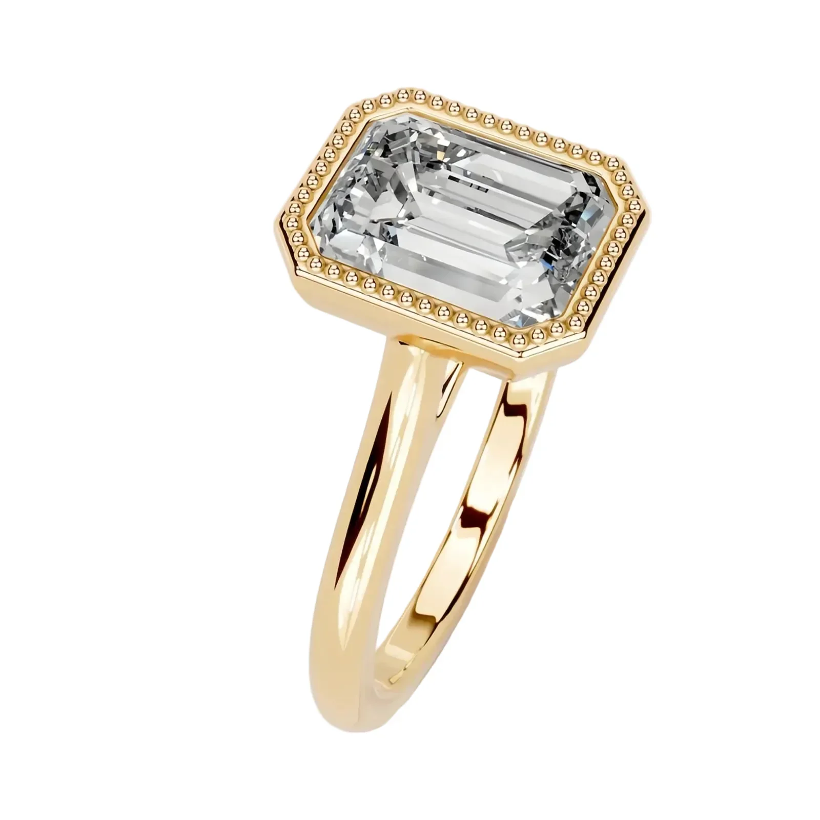 The Milgrain Emerald – Vintage Bezel Tube Ring - Image 3