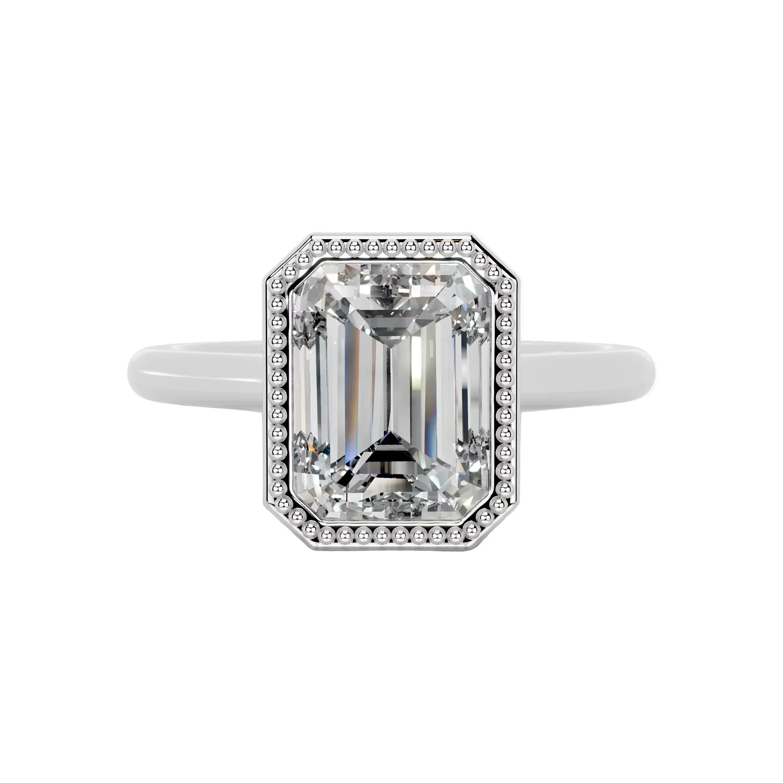The Milgrain Emerald – Vintage Bezel Tube Ring - Image 5