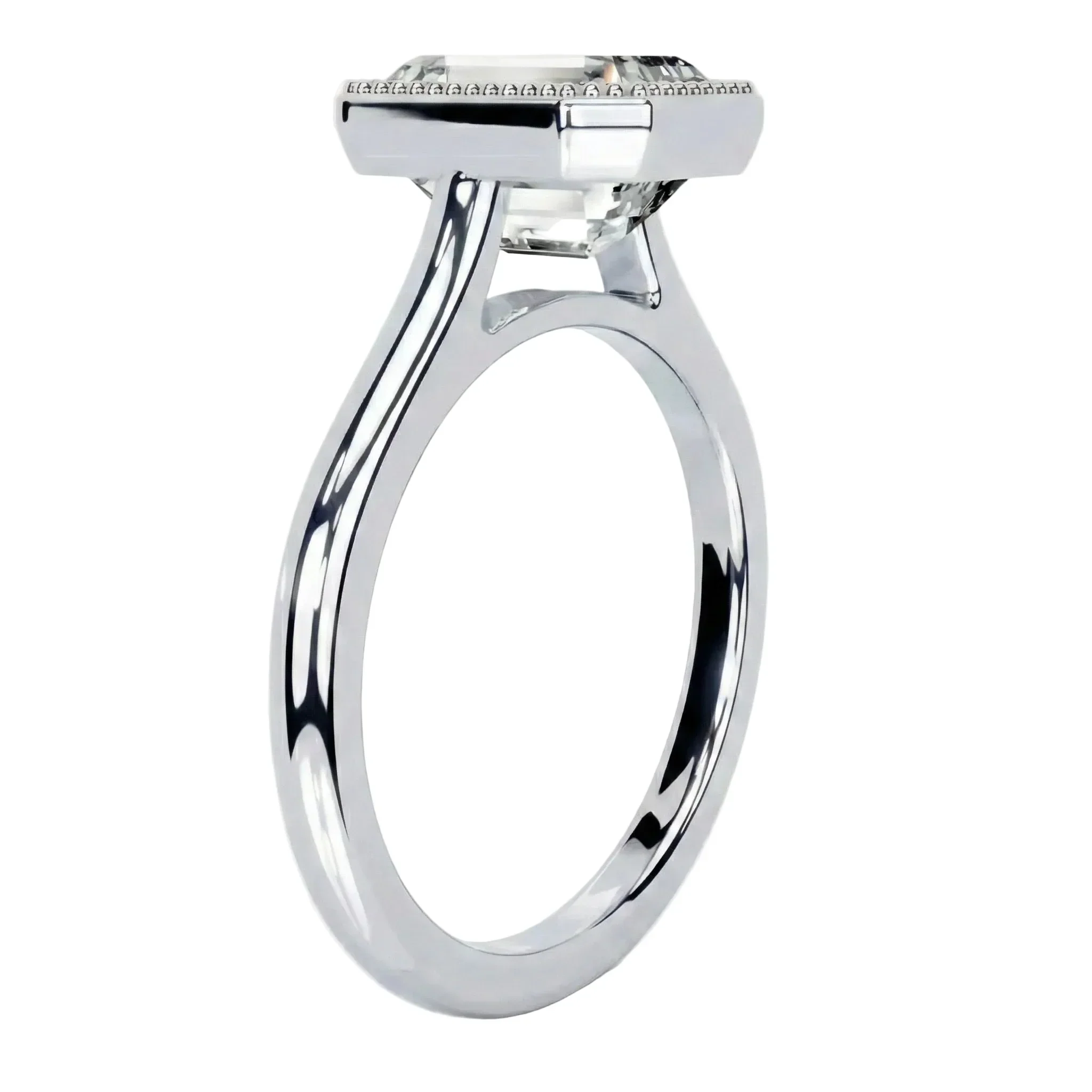 The Milgrain Emerald – Vintage Bezel Tube Ring - Image 6