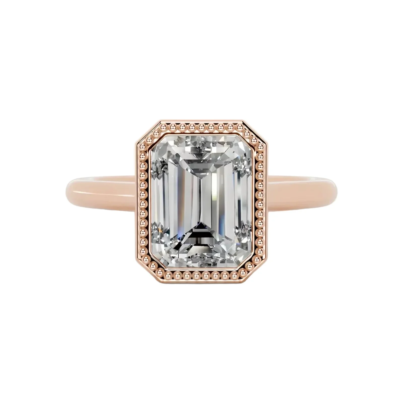 The Milgrain Emerald – Vintage Bezel Tube Ring - Image 7