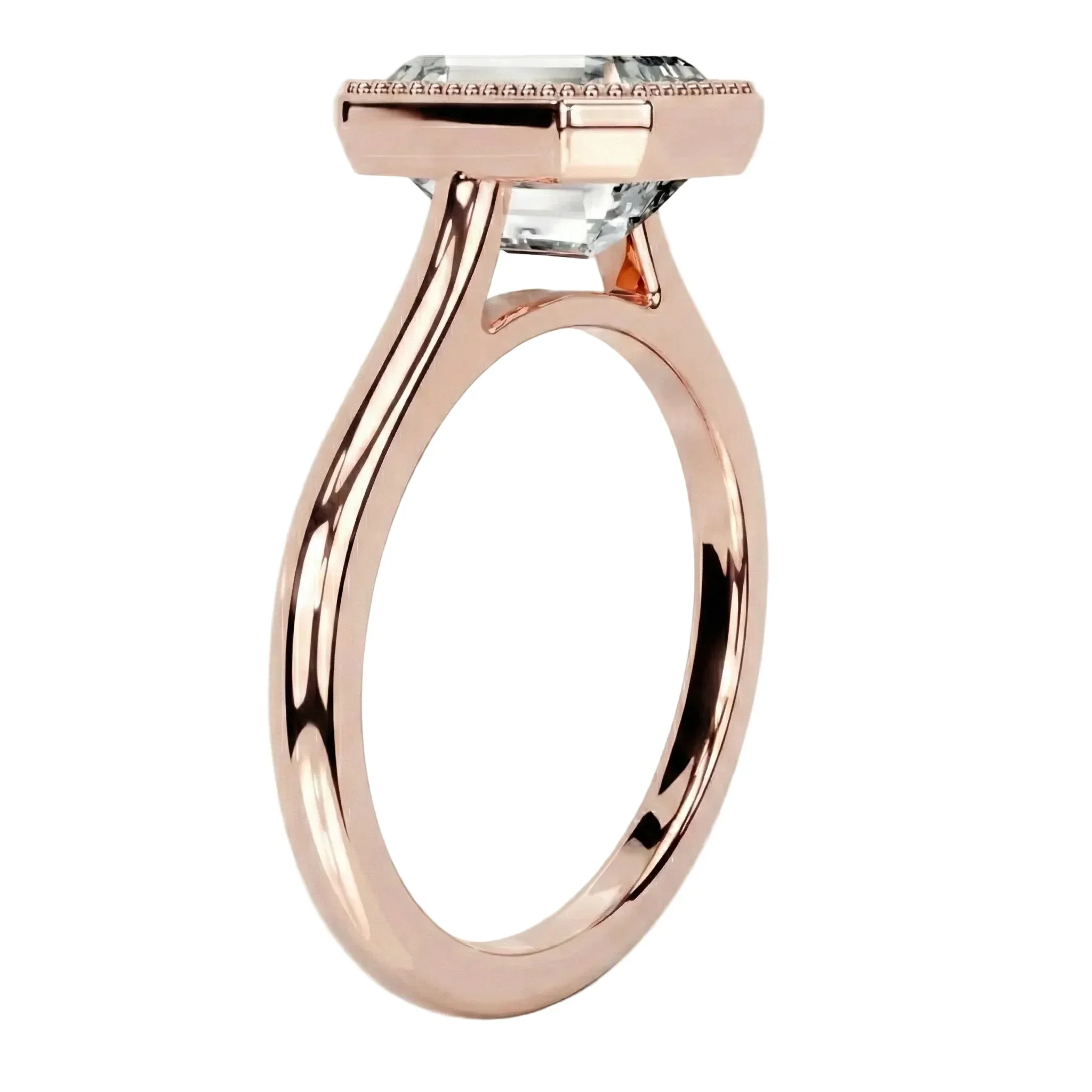 The Milgrain Emerald – Vintage Bezel Tube Ring - Image 8