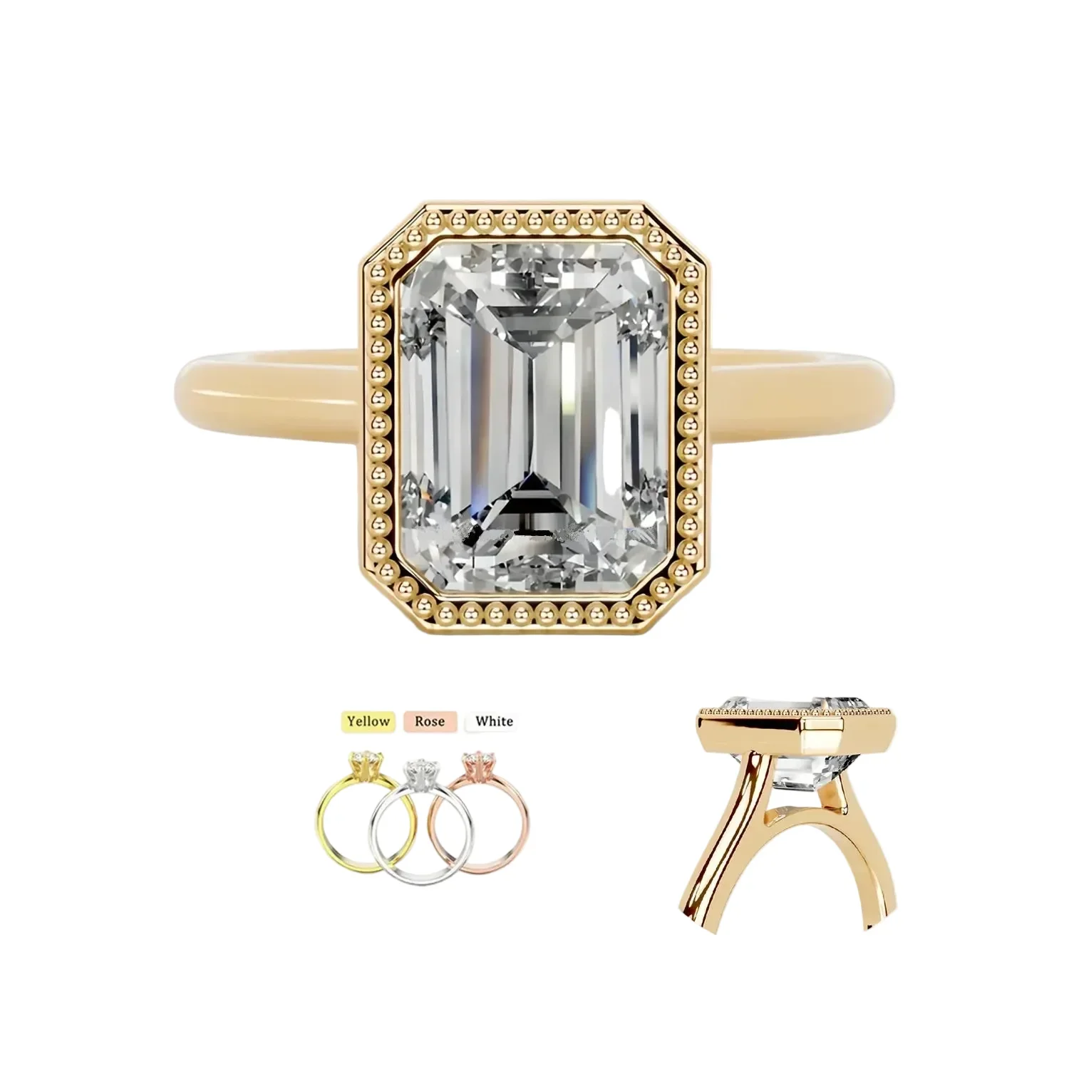 The Milgrain Emerald – Vintage Bezel Tube Ring - Image 9
