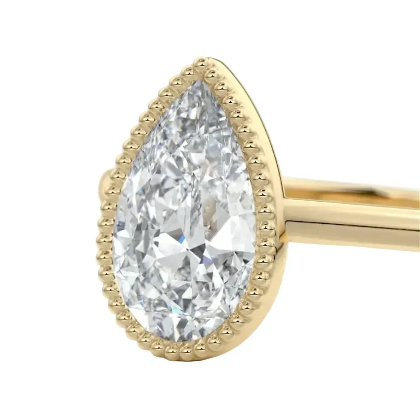 The Milgrain Pear – Vintage Bezel Tube Ring - Image 3