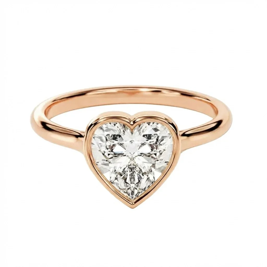 The Modern Heart – Bezel Set Tube Ring - Image 4